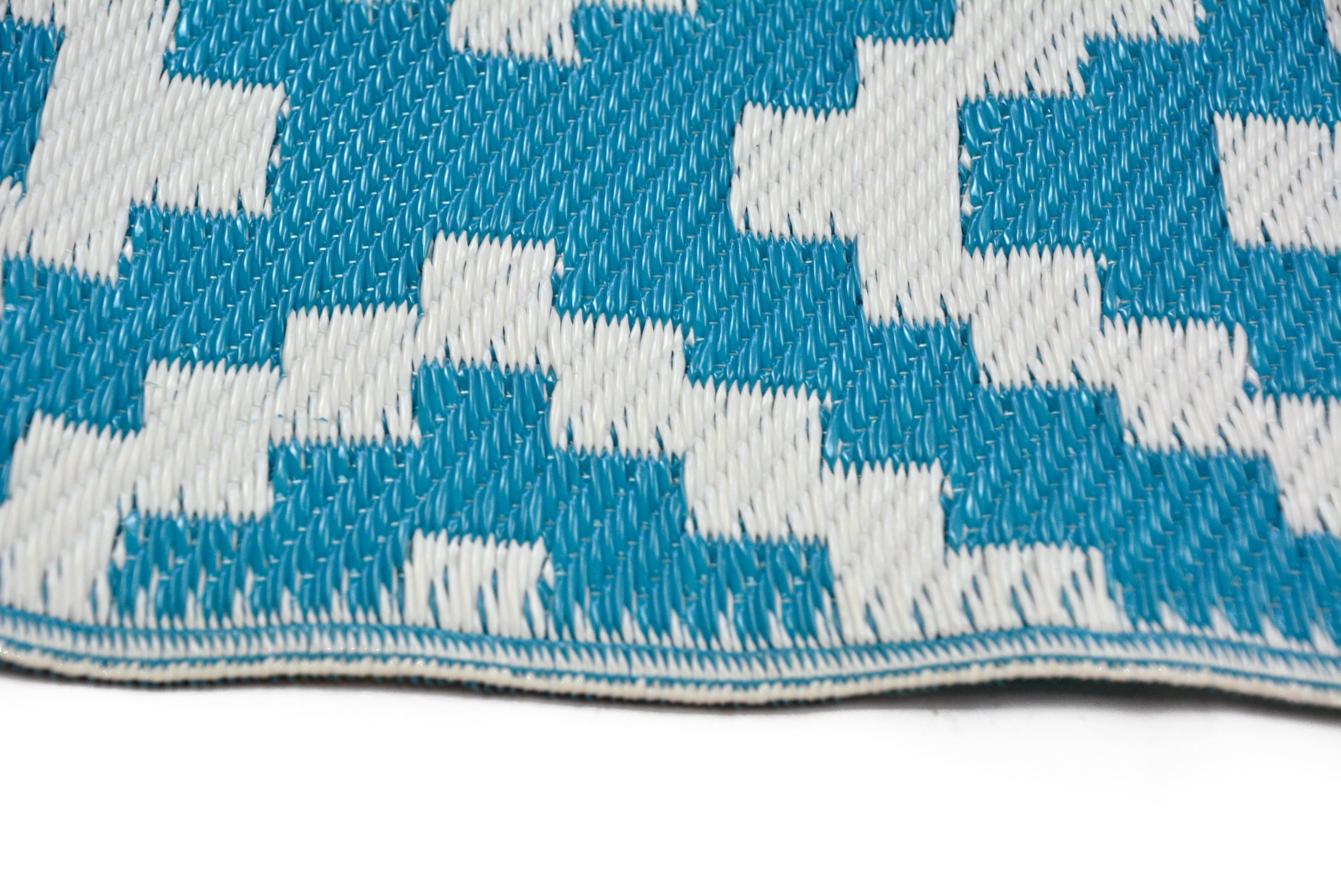 Reversible Indoor/Outdoor Mats - Chatai A004 - Aqua/White-120x170