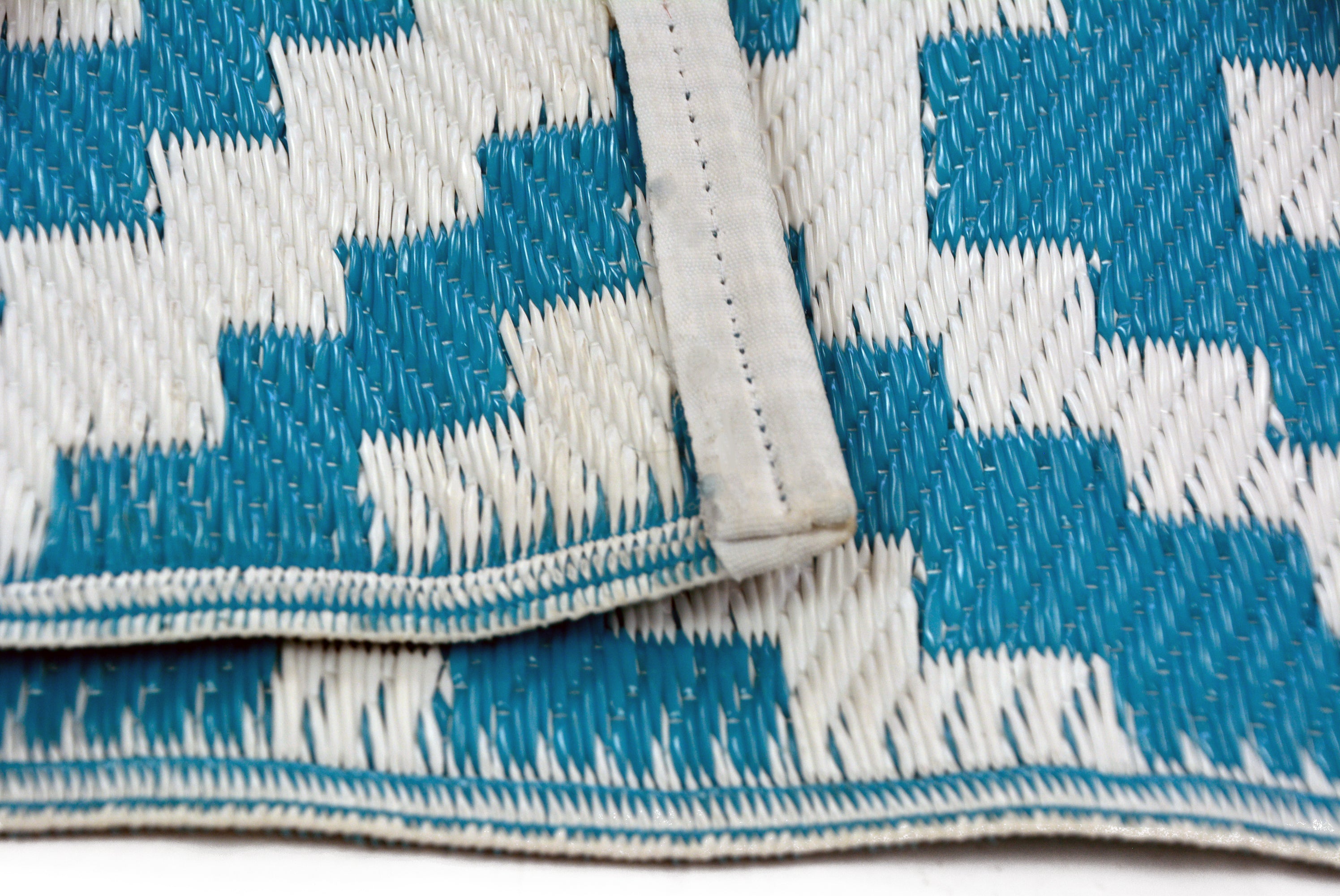 Reversible Indoor/Outdoor Mats - Chatai A004 - Aqua/White-120x170