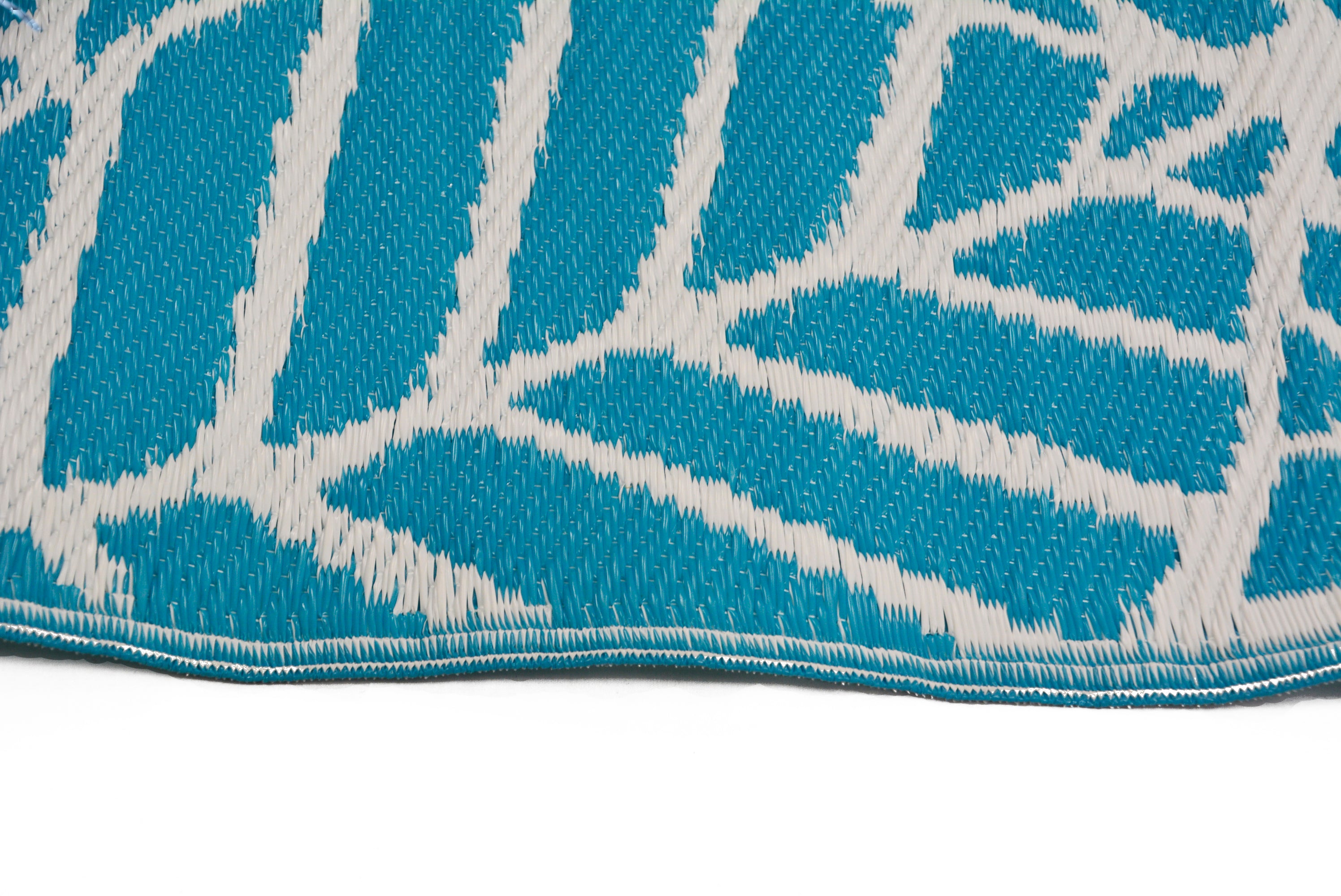 Reversible Indoor/Outdoor Mats - Chatai A006 - Aqua/White-120x170