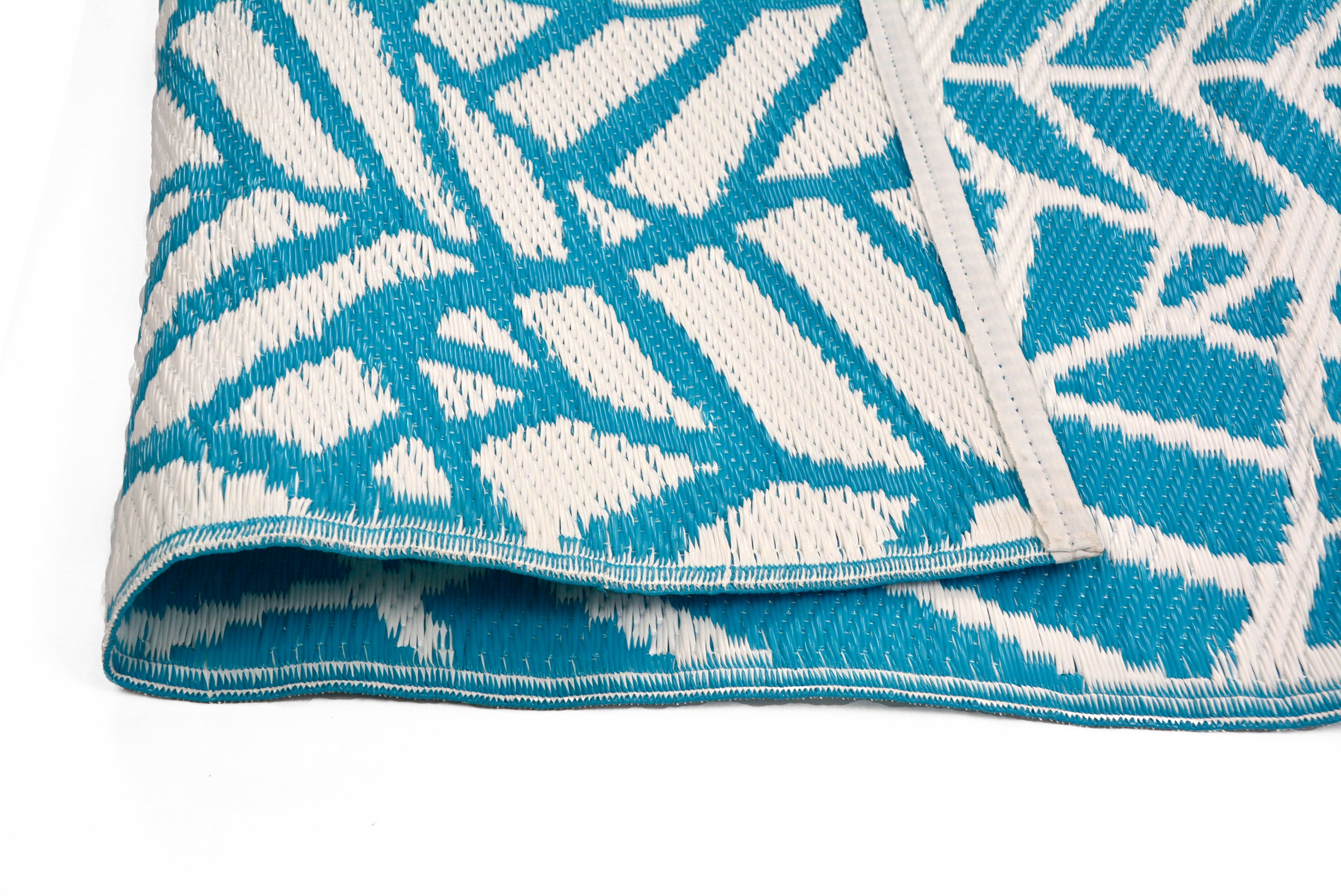 Reversible Indoor/Outdoor Mats - Chatai A006 - Aqua/White-120x170