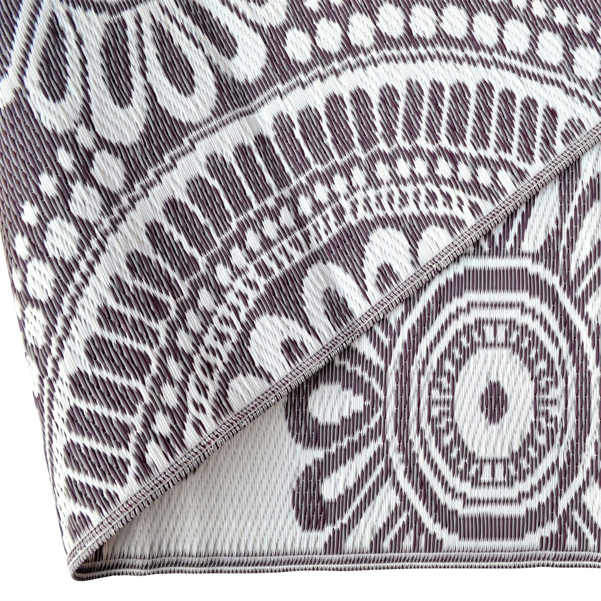 Reversible Outdoor Plastic Mat - Chatai Mandala-Stone- 120x170cm
