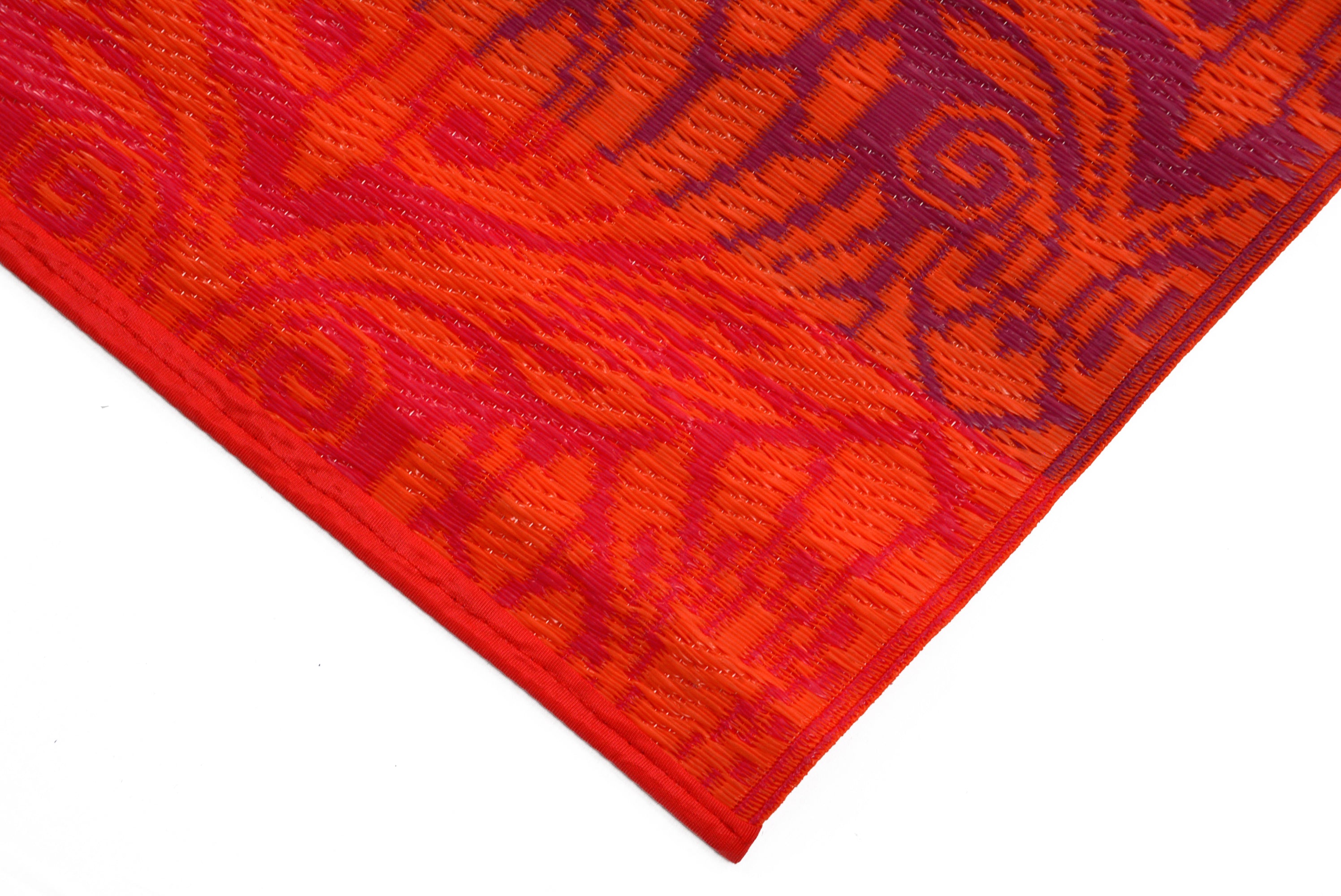 Reversible Indoor/Outdoor Mats - Chatai Peacock - Red-120x170