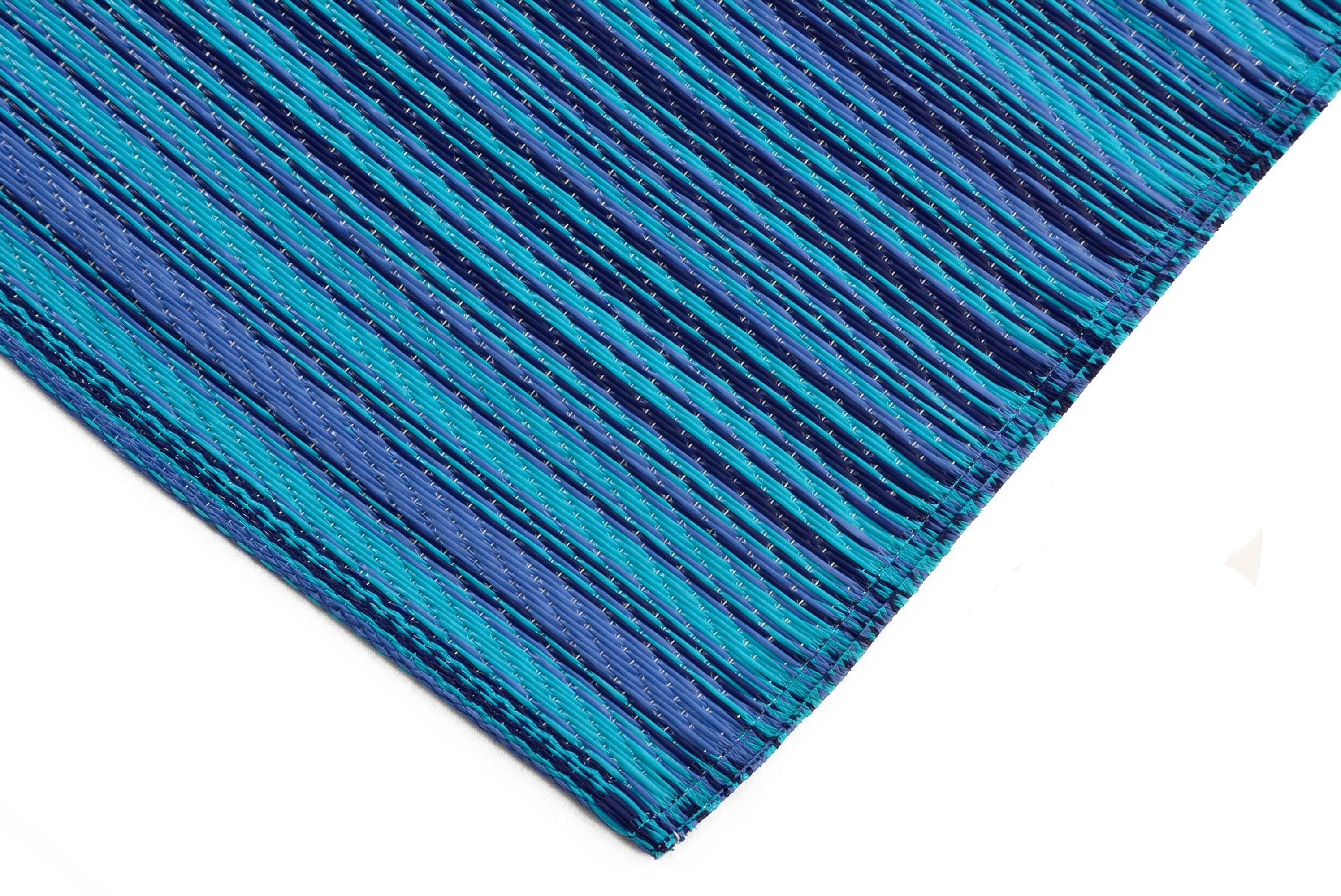 Reversible Indoor/Outdoor Mats - Chatai Rongoli - Blue-90x150
