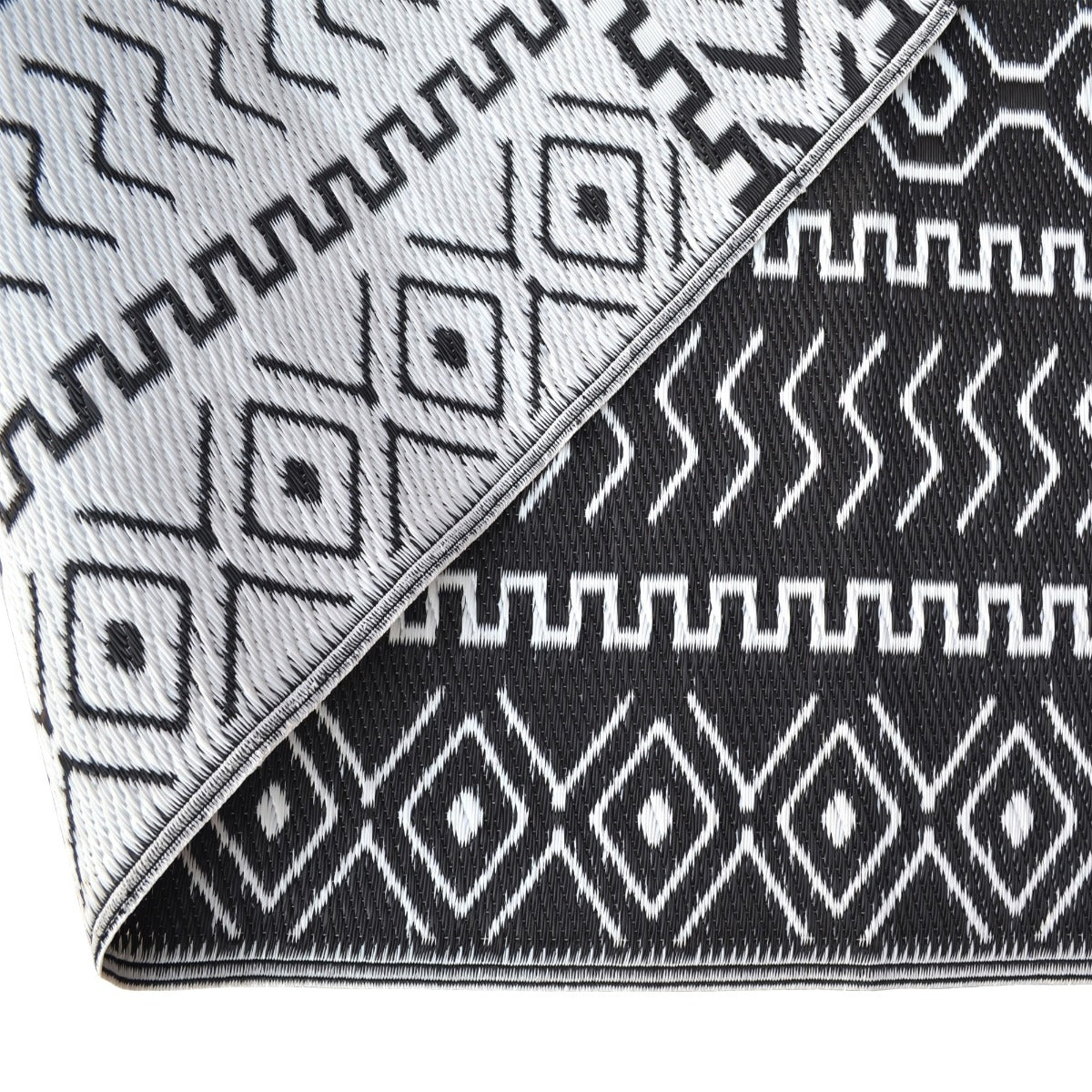 Reversible Outdoor Plastic Mat - Chatai Tomo - Black- 120x170cm