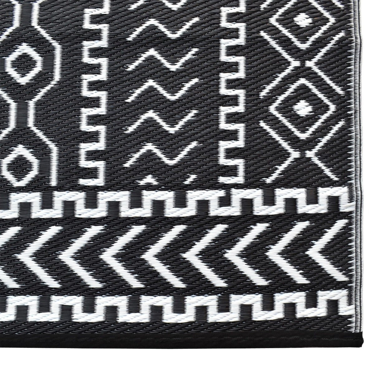Reversible Outdoor Plastic Mat - Chatai Tomo - Black- 120x170cm