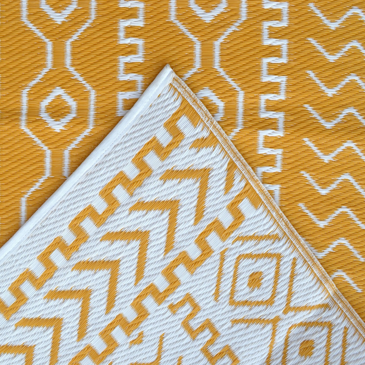 Reversible Outdoor Plastic Mat - Chatai Tomo - Yellow- 120x170cm