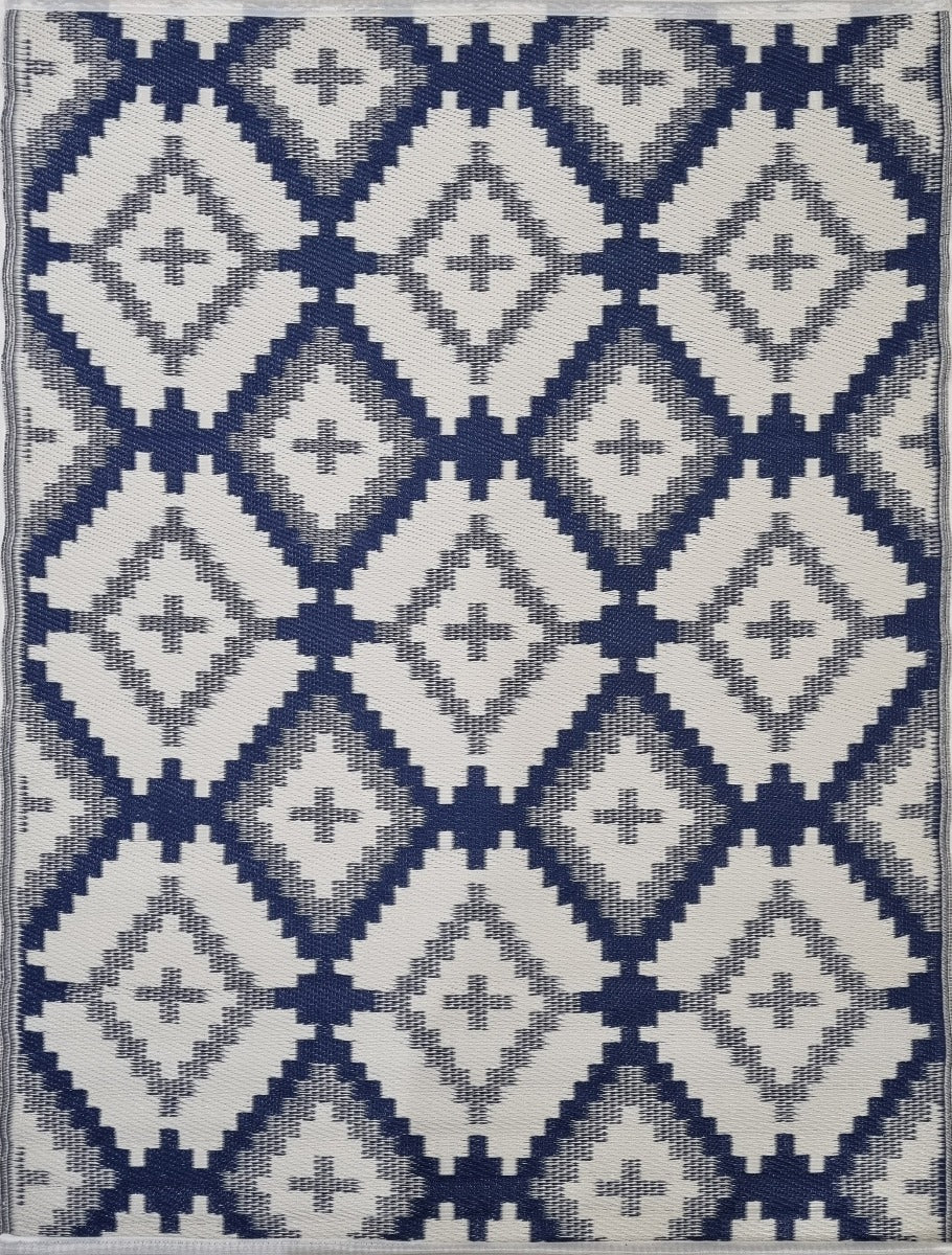 Eco-friendly Reversible Outdoor Plastic Mat-Chatai VWRC5-Blue-120x170cm