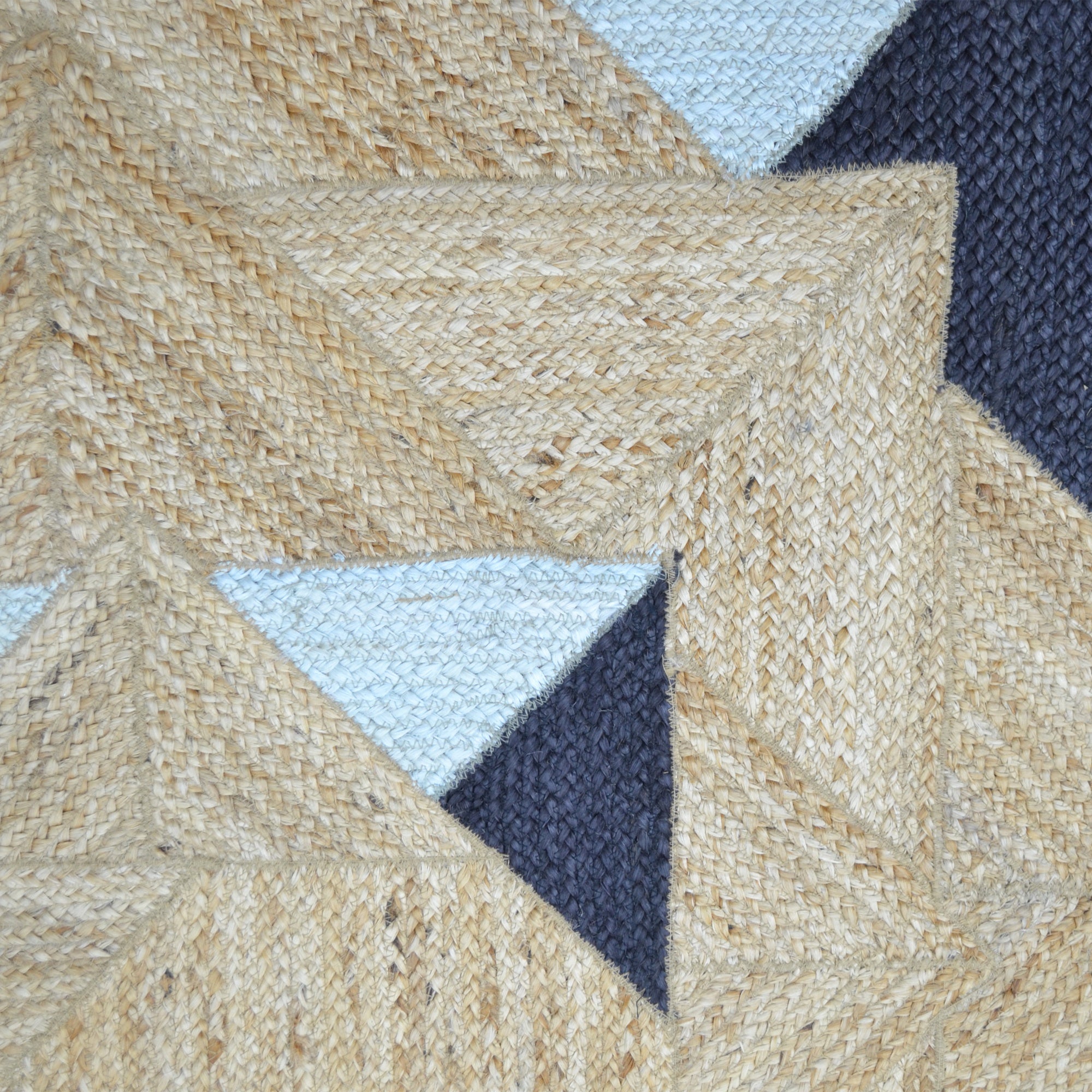 Handwoven Patchwork Jute Rug-1148-Natural-110X160cm