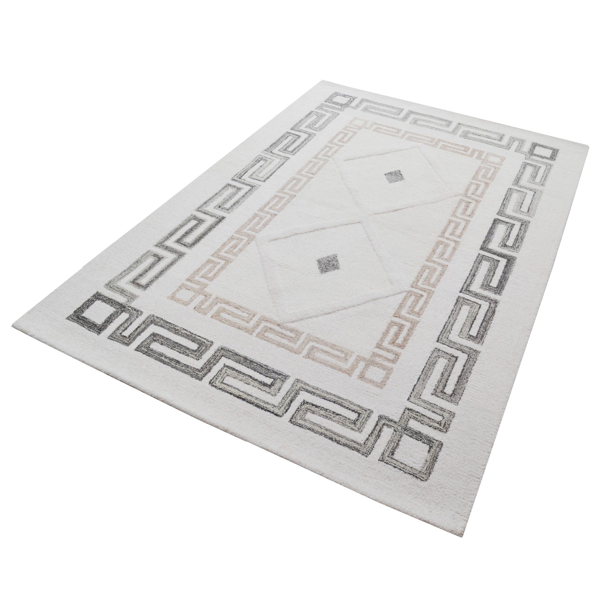 Handmade Alstone Wool Rug- 6442- Ivory/Multi-110x160cm