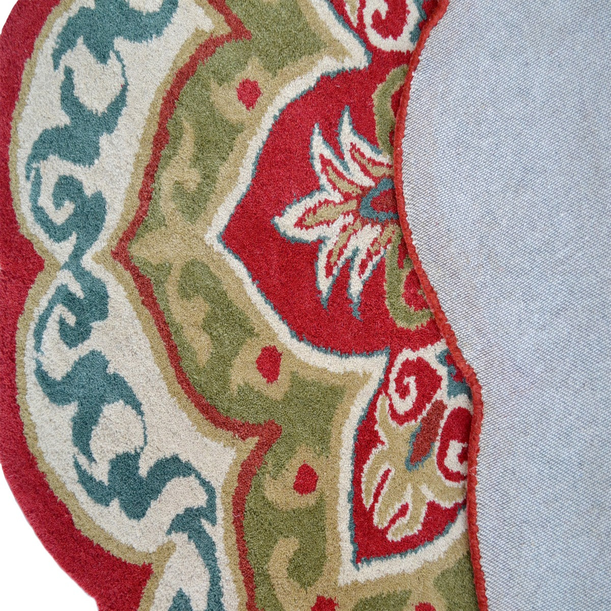 Handmade Floral Wool Rug-Petals 6287-Red-150x150cm