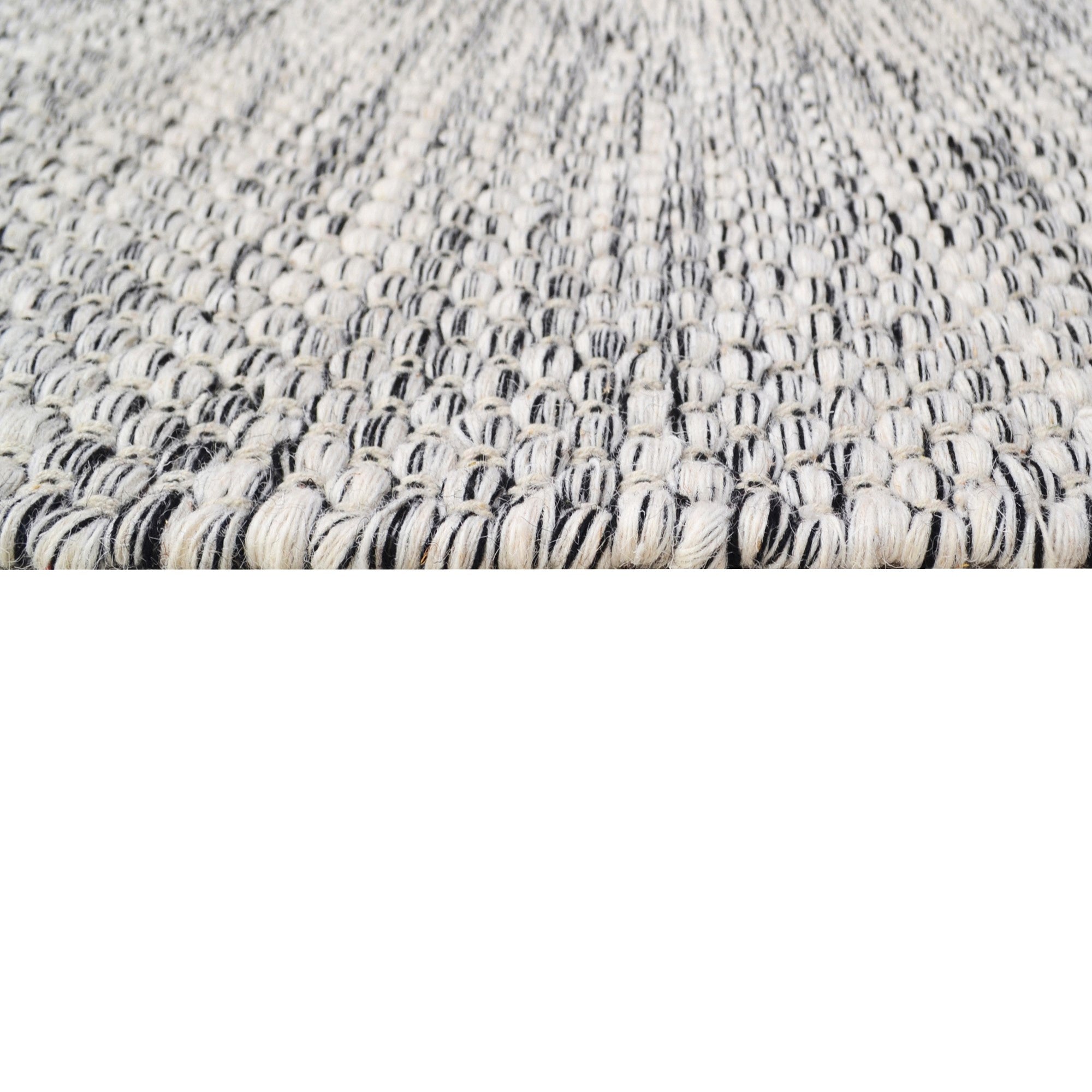 Handwoven Marble Wool Rug-6423-IVORY/CHARCOAL-60x90cm