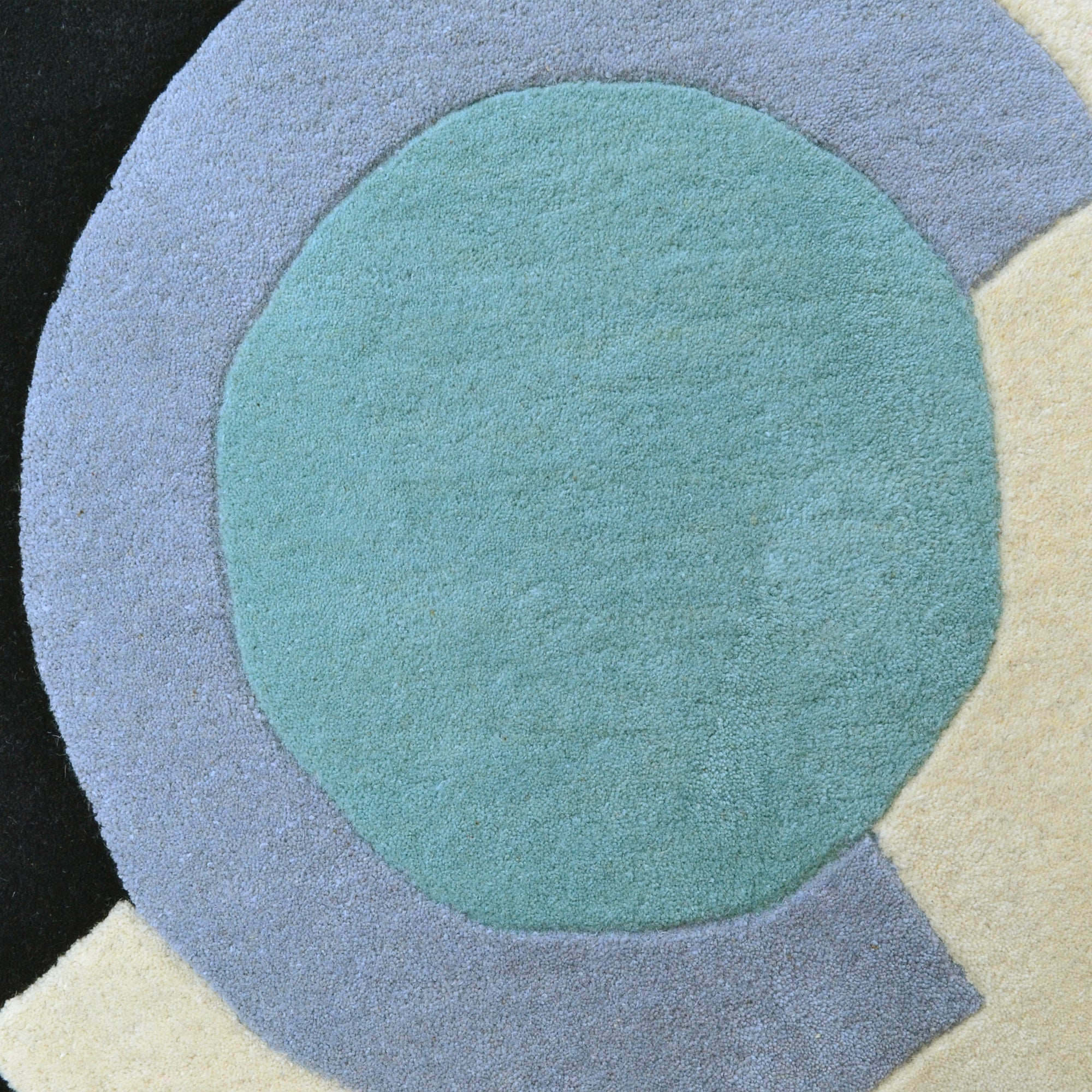 Handmade Woollen Round Rugs-Decotex 6398-Black Multi-100x100cm