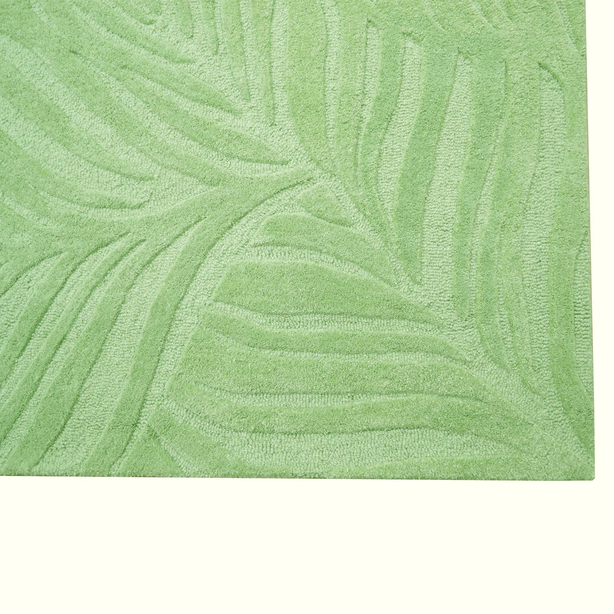Handmade Leaf Wool Rug-6425-Sage Green-110x160cm