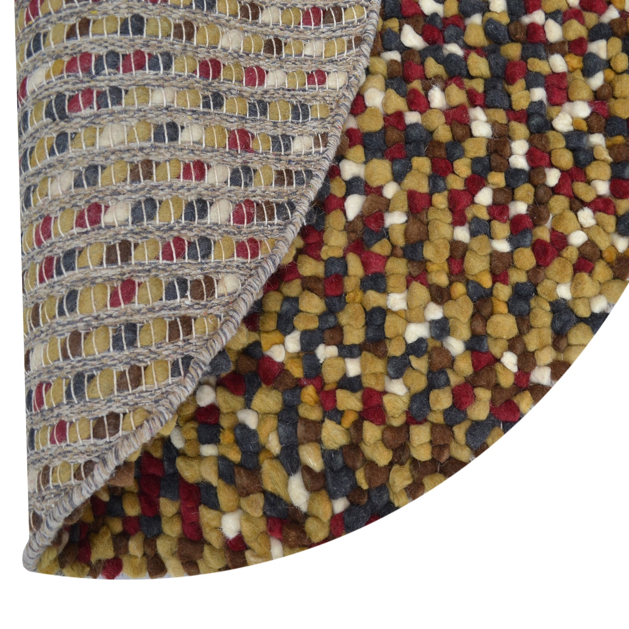 Handwoven Trendy Wool Rug-Jelly Bean-Brown Multi-120x120cm