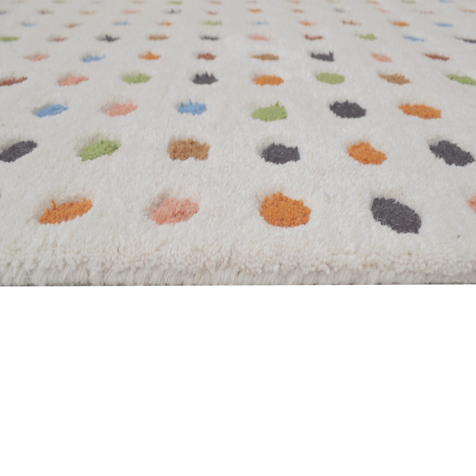 Handtufted Wool Rug-Dot 6449-Ivory/Multi-80X150cm
