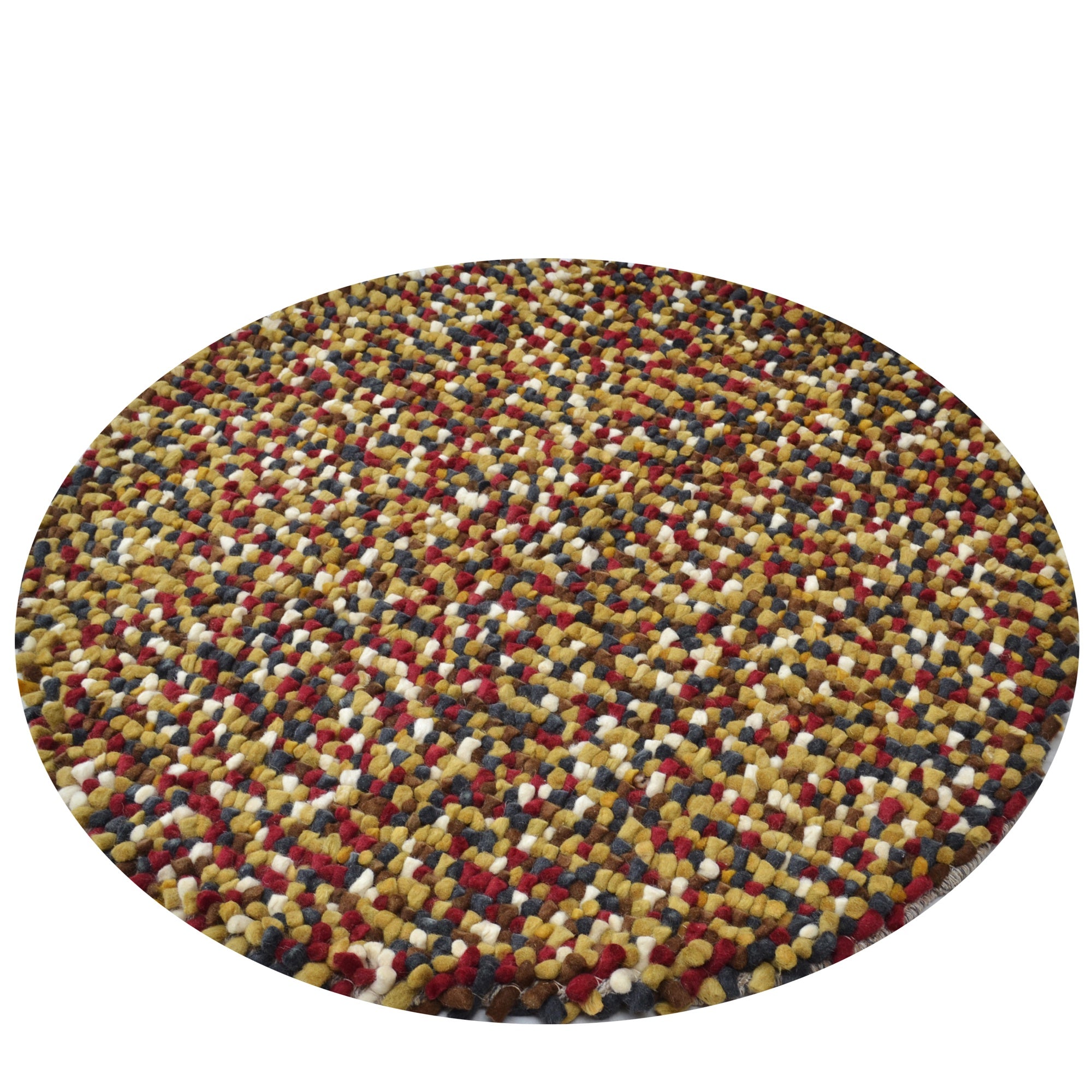 Handwoven Trendy Wool Rug-Jelly Bean-Brown Multi-120x120cm