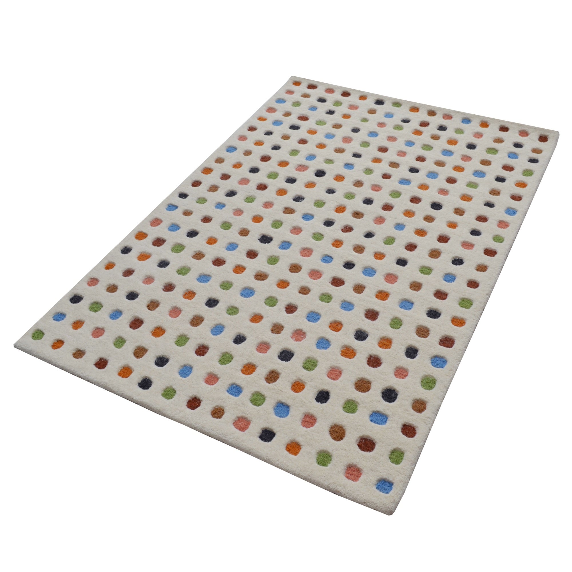 Handtufted Wool Rug-Dot 6449-Ivory/Multi-80X150cm