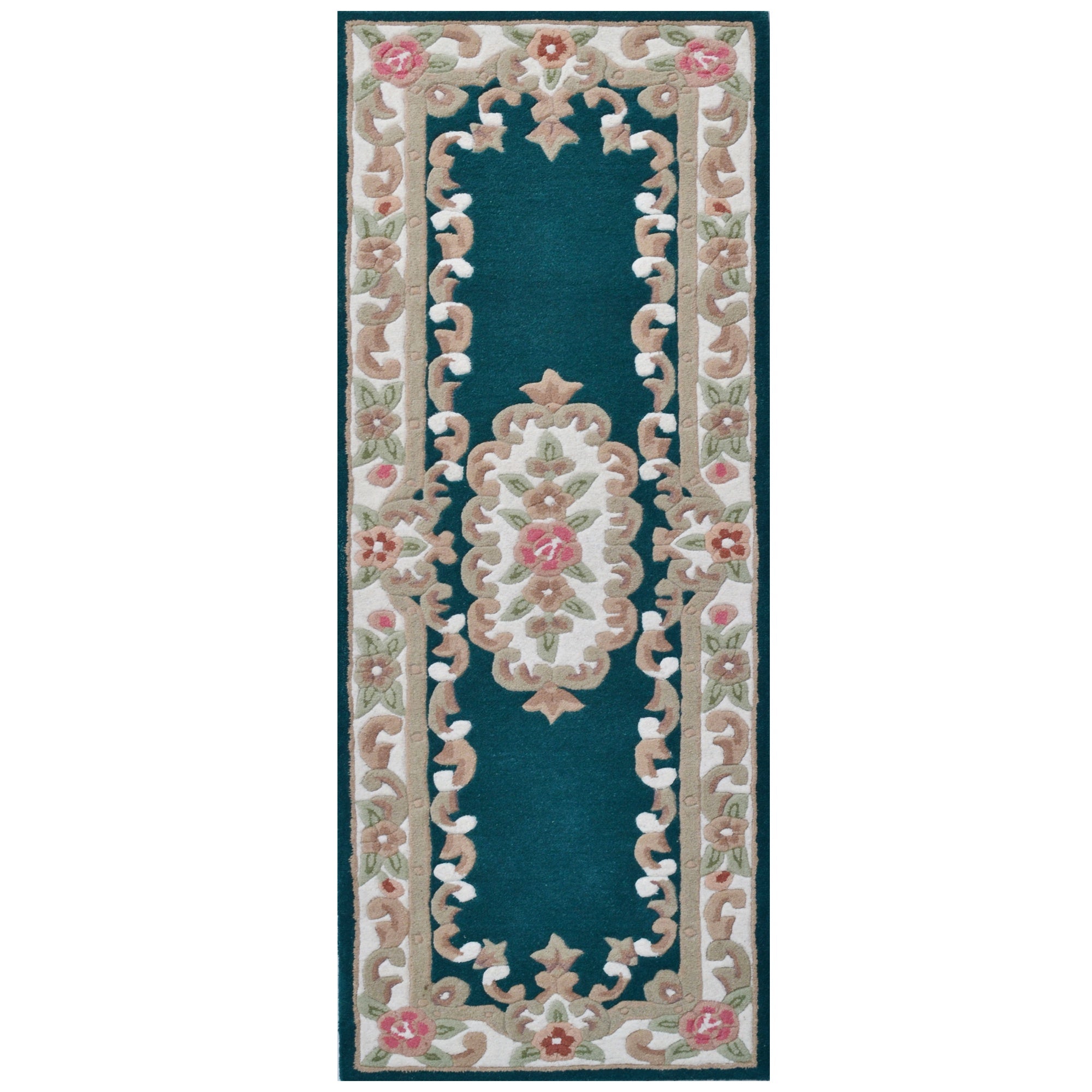 Traditional Handmade Wool Rug-Avolon-Turquoise-120x120cm
