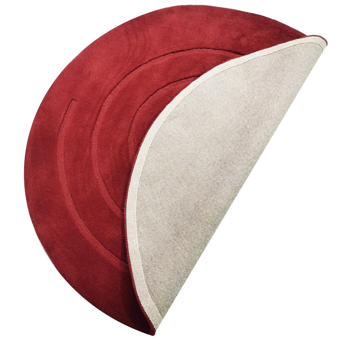 Handmade Round Wool Rug - Swirl - Red - 160x160cm