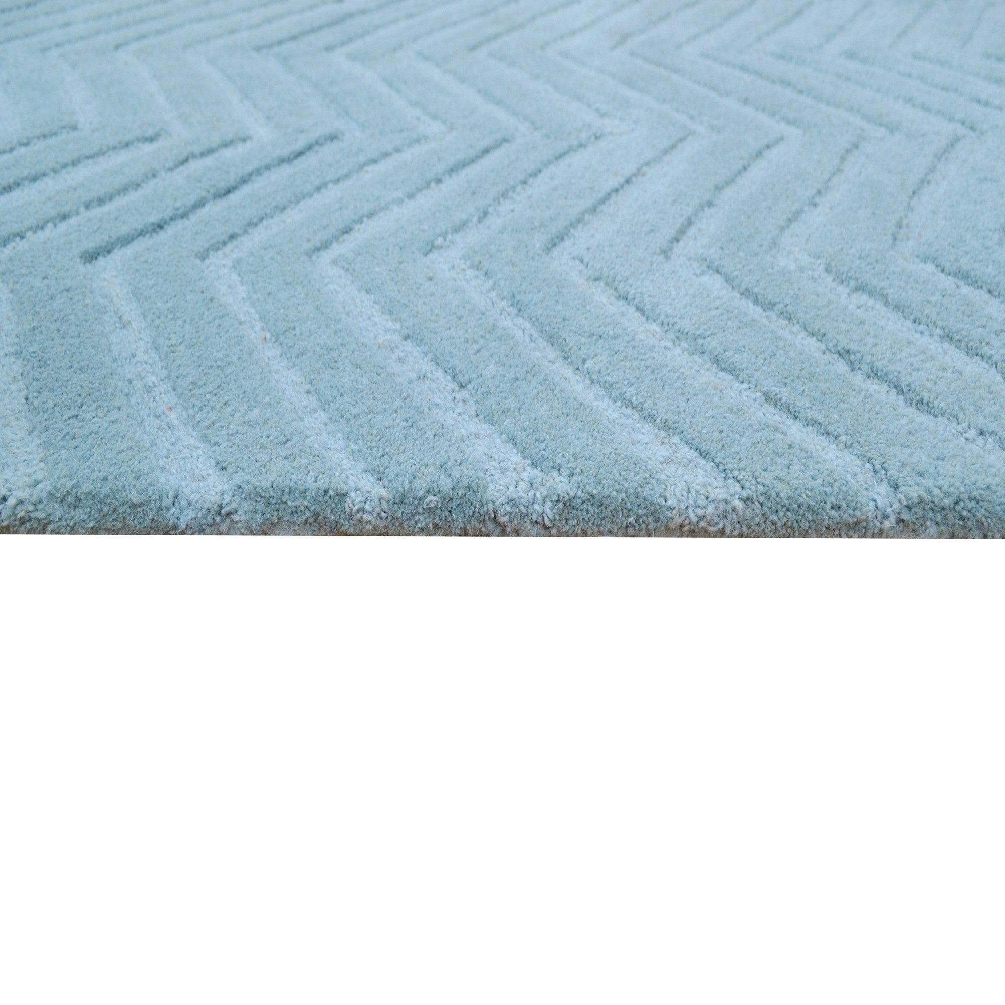 Handmade Chevron Wool Rug-6428-LT. CYAN-80x150cm