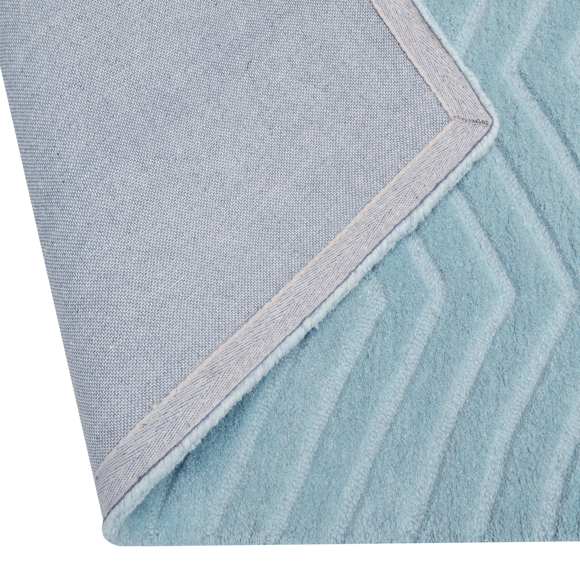 Handmade Chevron Wool Rug-6428-LT. CYAN-80x150cm