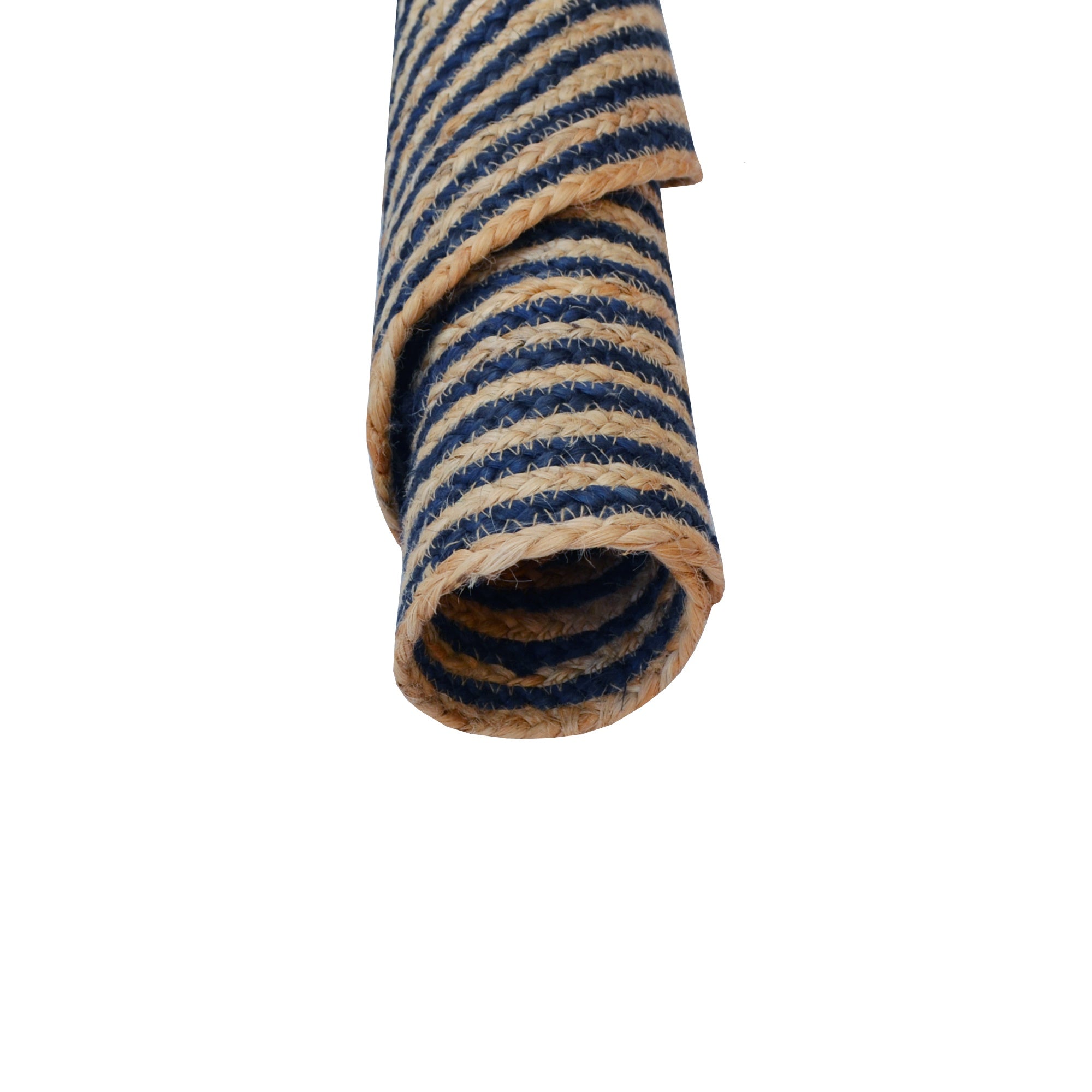 Handwoven Round Jute Rug-Spiral 6009-Natural/Navy-120x120cm