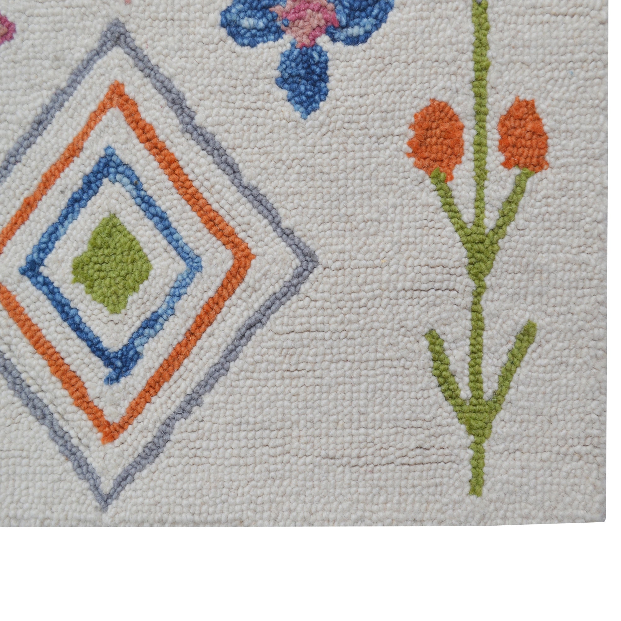 Handtufted Wool Rug-Decotex 6451-Ivory/Multi-80X150cm