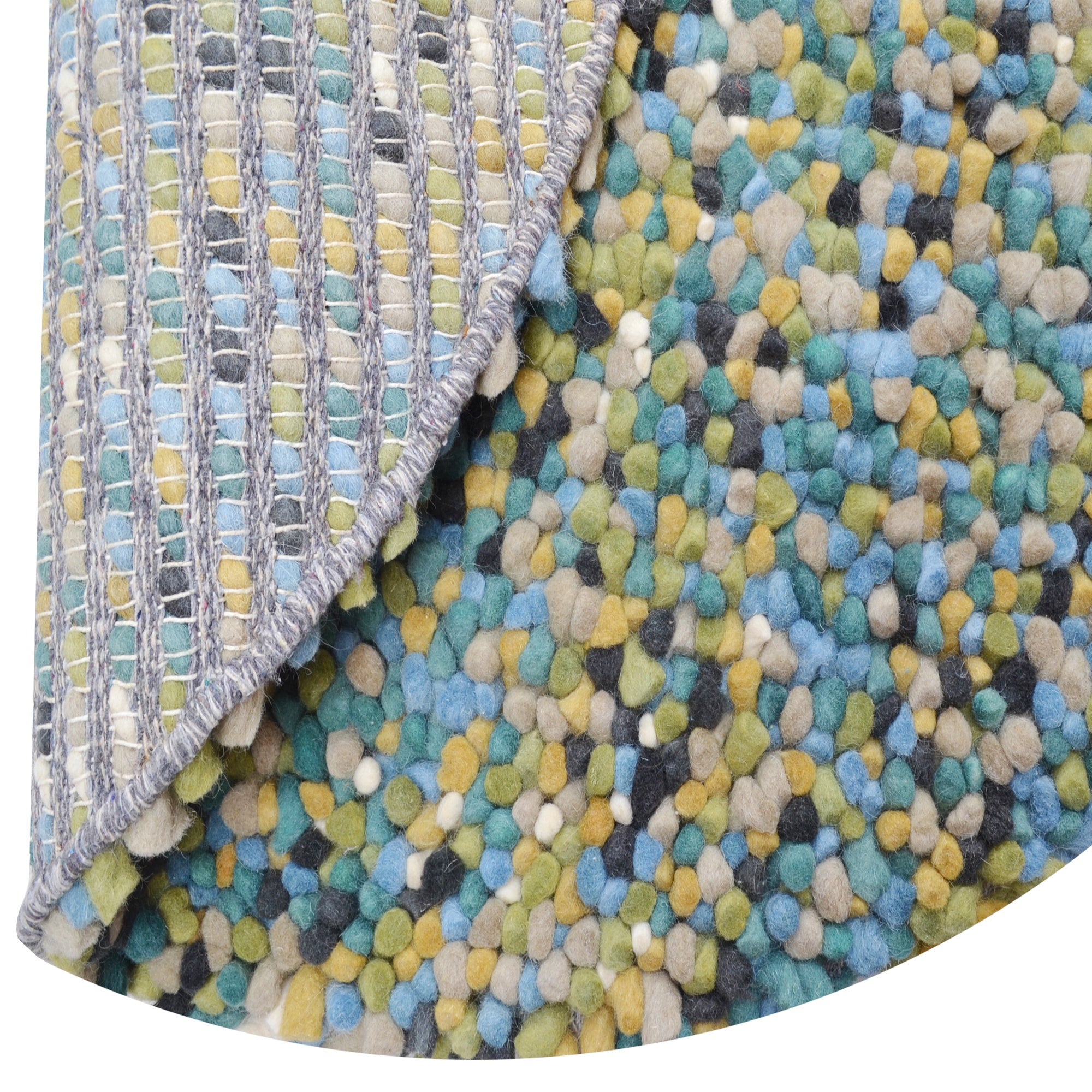 Handwoven Trendy Wool Rug-Jelly Bean-Aqua Multi-120x120cm