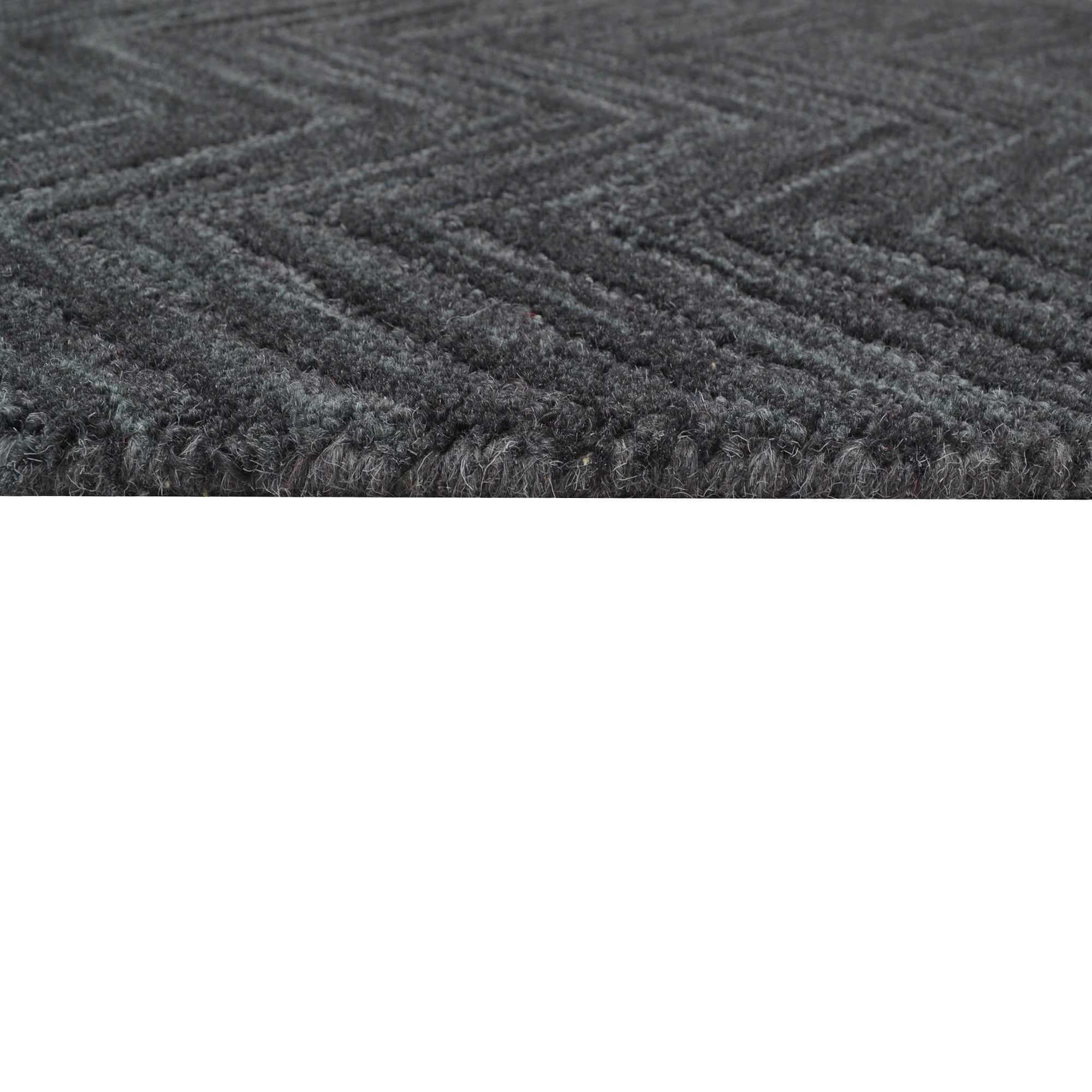 Handmade Chevron Wool Rug- 6439- Iron Grey-60x90cm