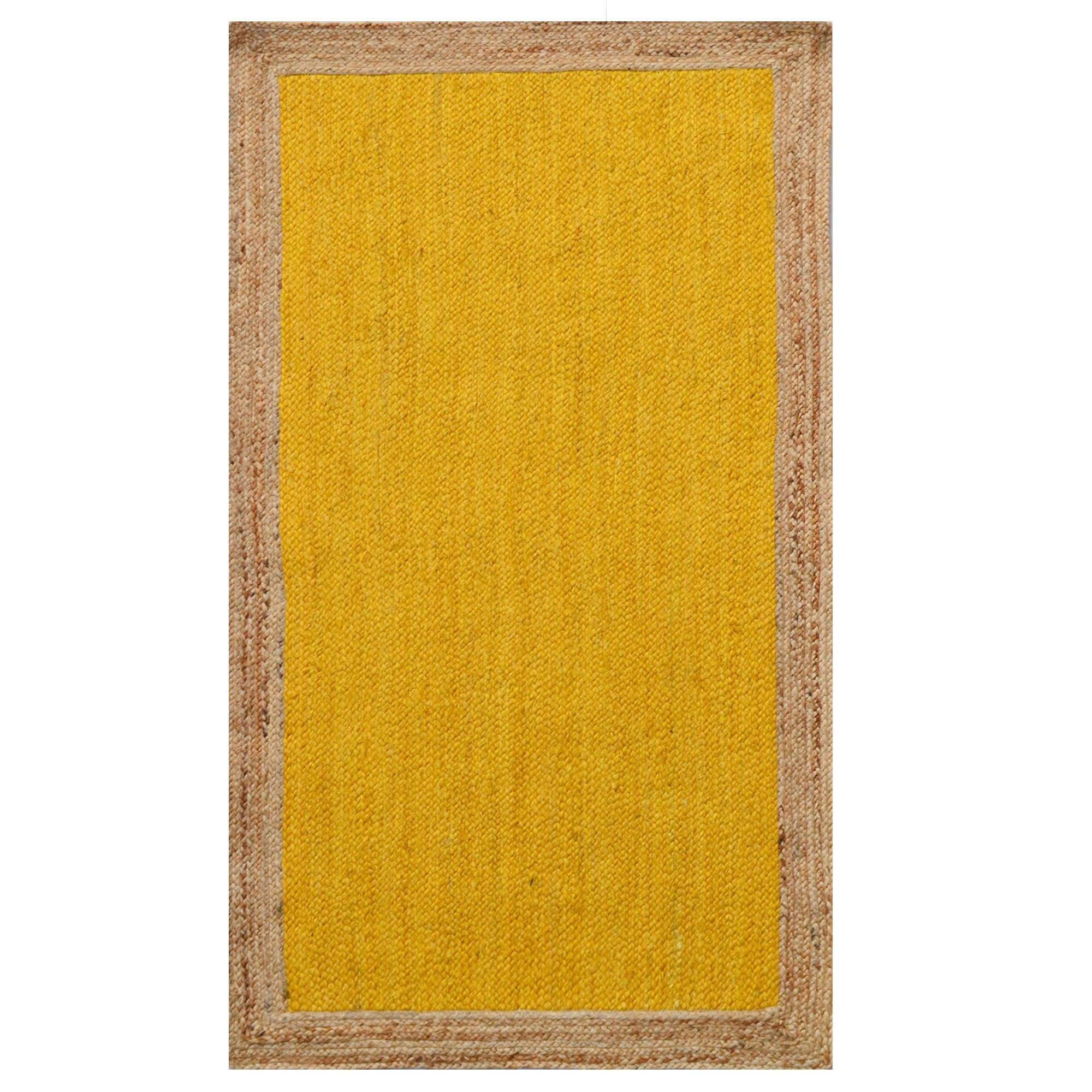 Handwoven Border Jute Rug-1147-Natural/Gold-80X150cm