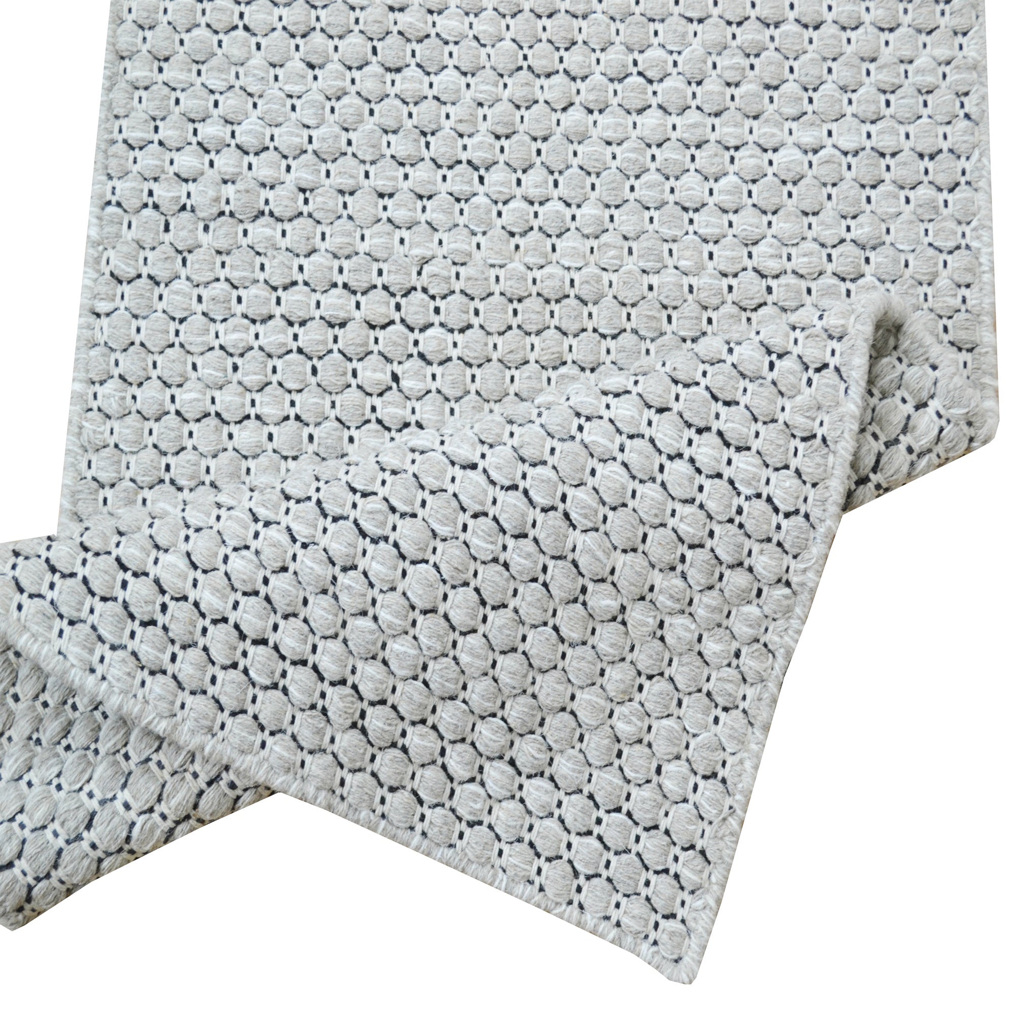 Handwoven Marble Wool Rug-6423-Silver-60x90cm