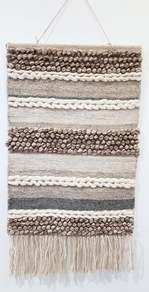 Handwoven Woolen Macrame - AD004 - Natural - 50x70