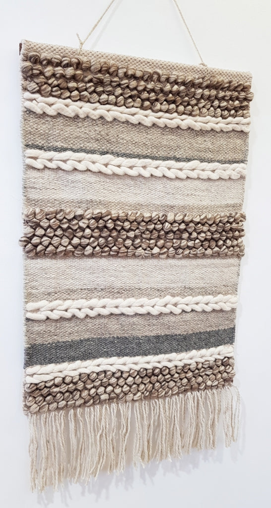 Handwoven Woolen Macrame - AD004 - Natural - 50x70