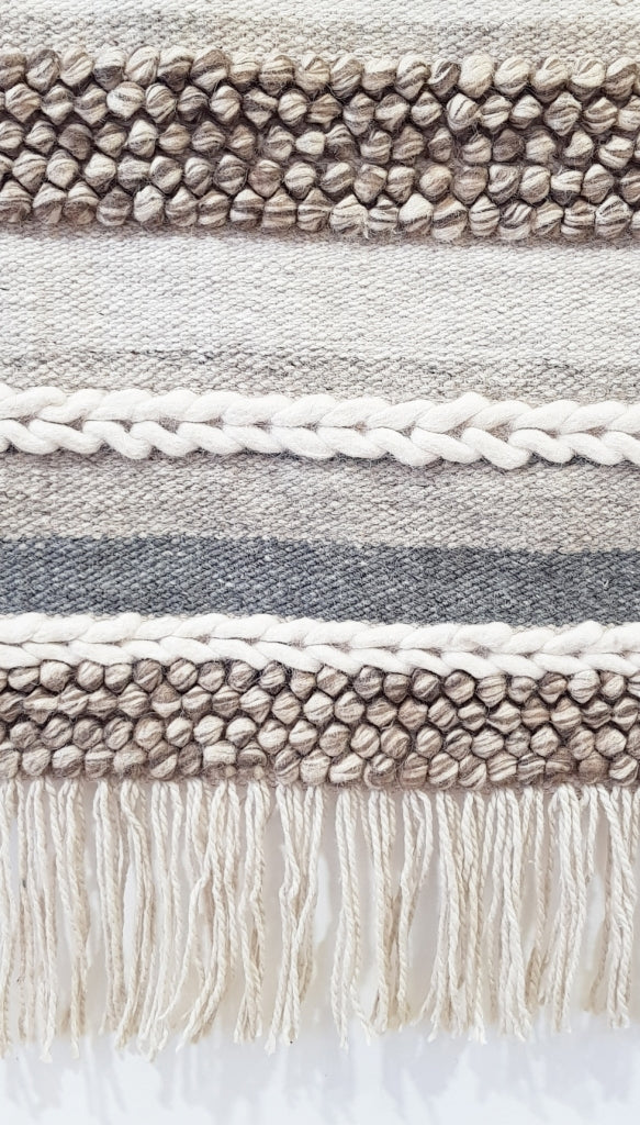 Handwoven Woolen Macrame - AD004 - Natural - 50x70