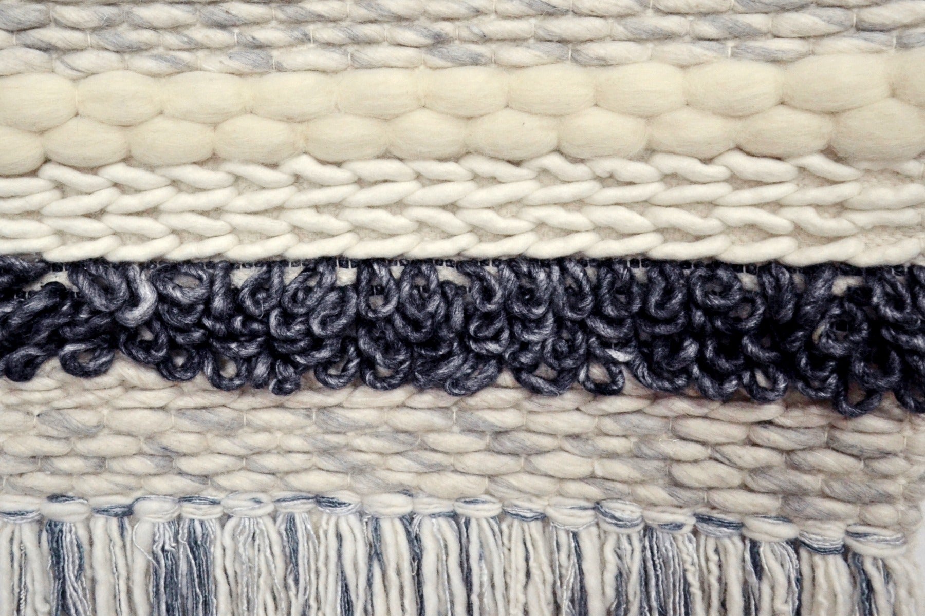 Artisan Decor Handwoven Woolen Wall Hanging - AD005 - Ivory/Black - 50x100cm