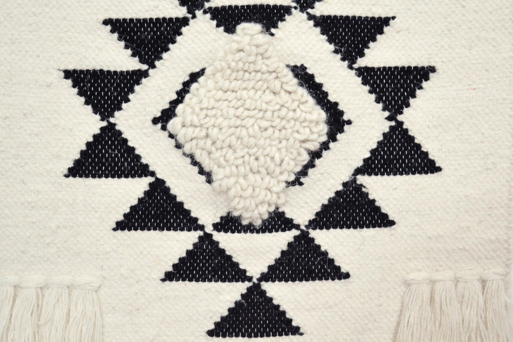 Artisan Decor Handwoven Woolen Wall Hanging - AD007 - Ivory/Black - 50x90cm