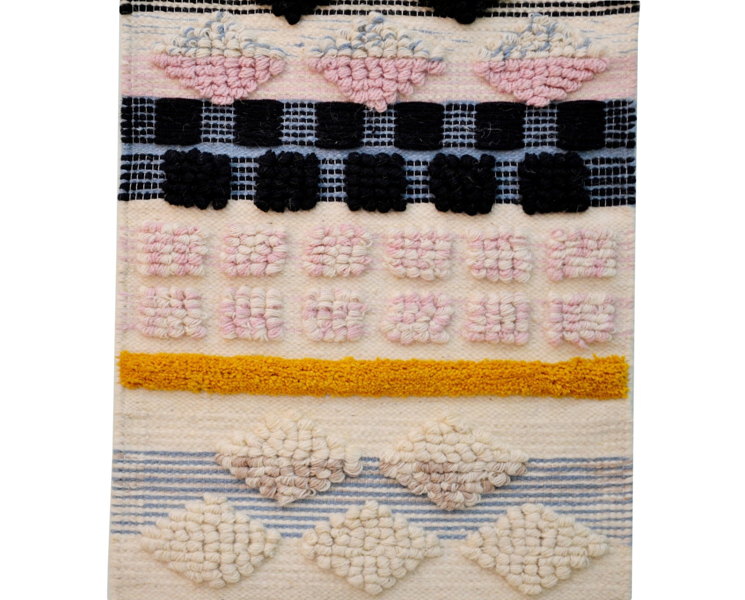 Handwoven Woollen Trendy Wall Hanging - AD015 - Ivory/Multi - 50x100cm