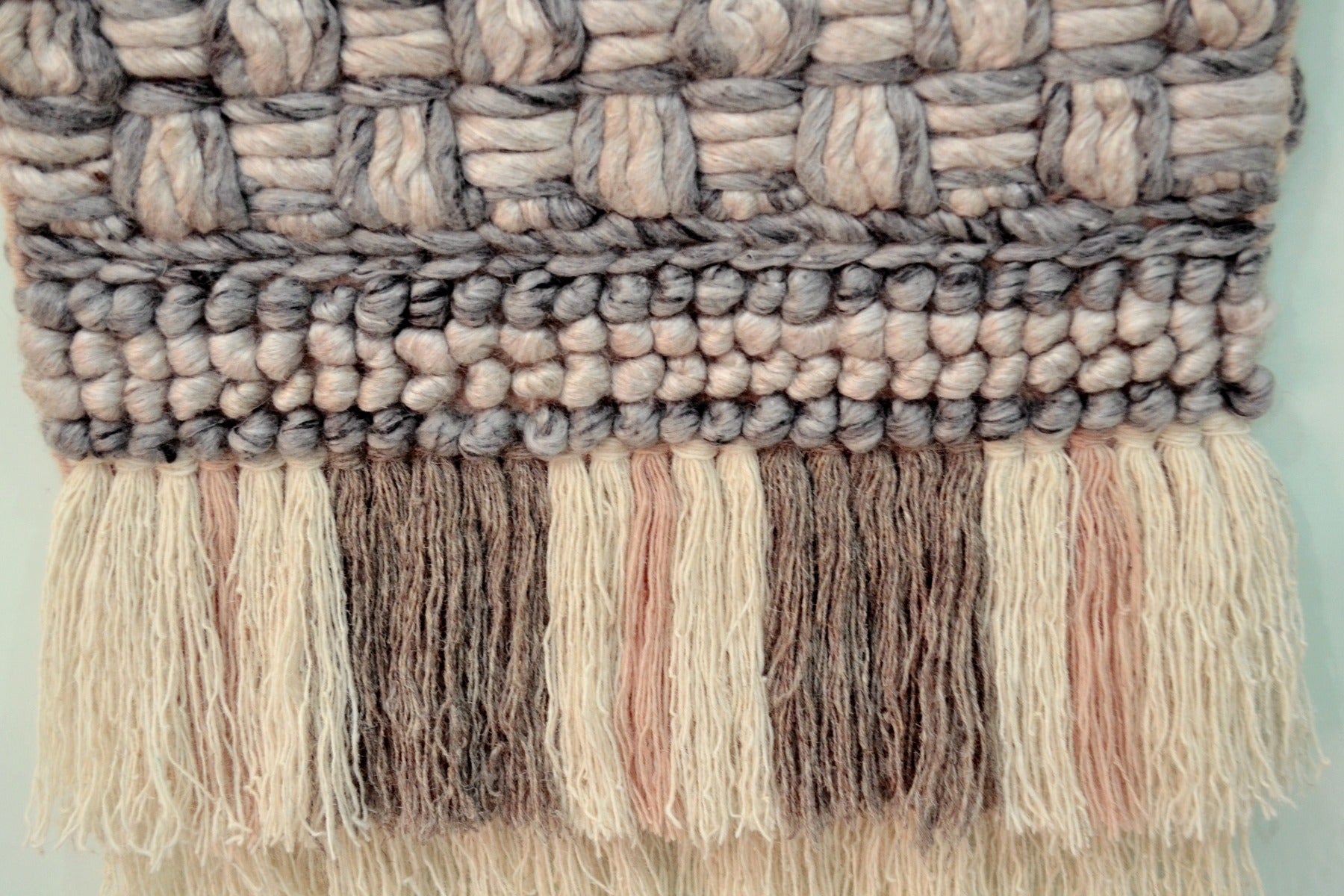 Handwoven Woollen Wall Hanging - AD16 - Ash Grey/Sand - 50x90cm