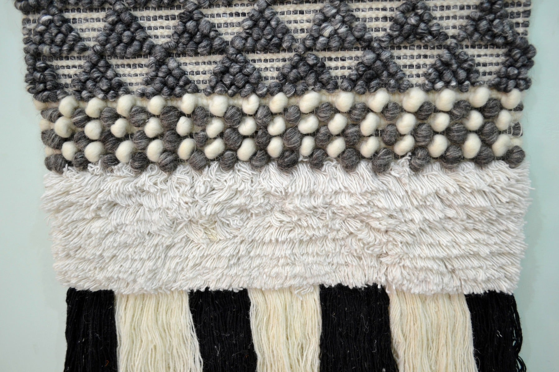Handwoven Woollen Wall Hanging - AD17 - Grey - 50x90cm