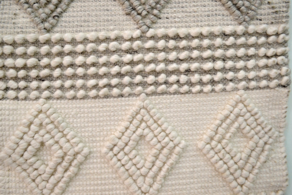 Handwoven Woollen Wall Hanging - AD18 - Ivory/Grey - 50x110cm