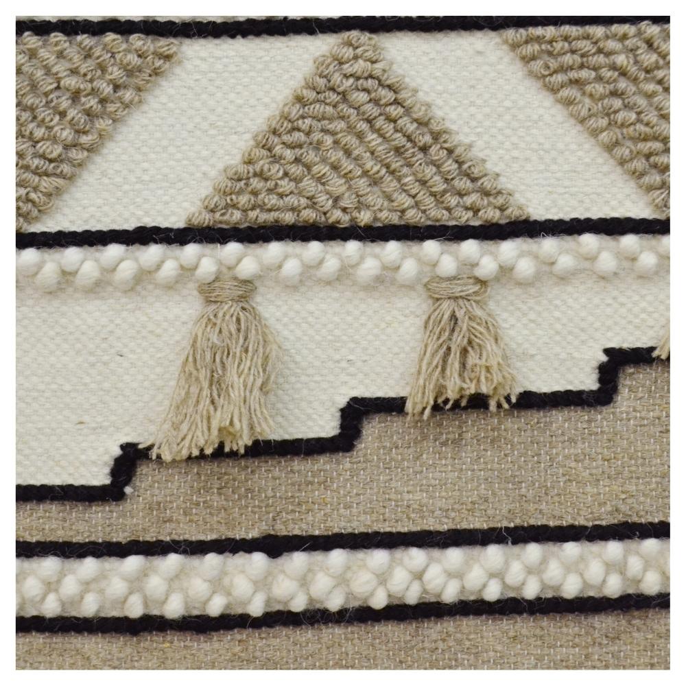 Artisan Decor Handwoven Woollen Wall Hanging-AD21-Ivory/Brown-50x100cm