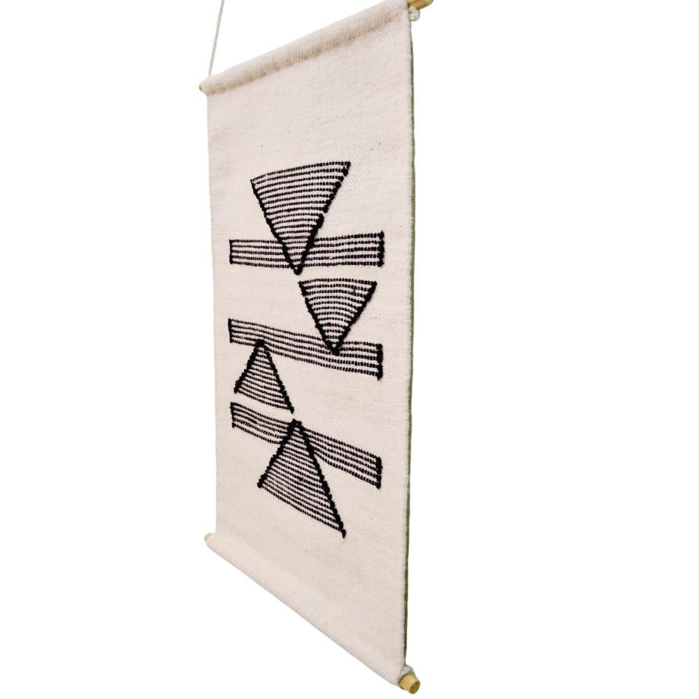 Artisan Decor Handwoven Woollen Wall Hanging-AD22-Ivory/Black-50x80cm
