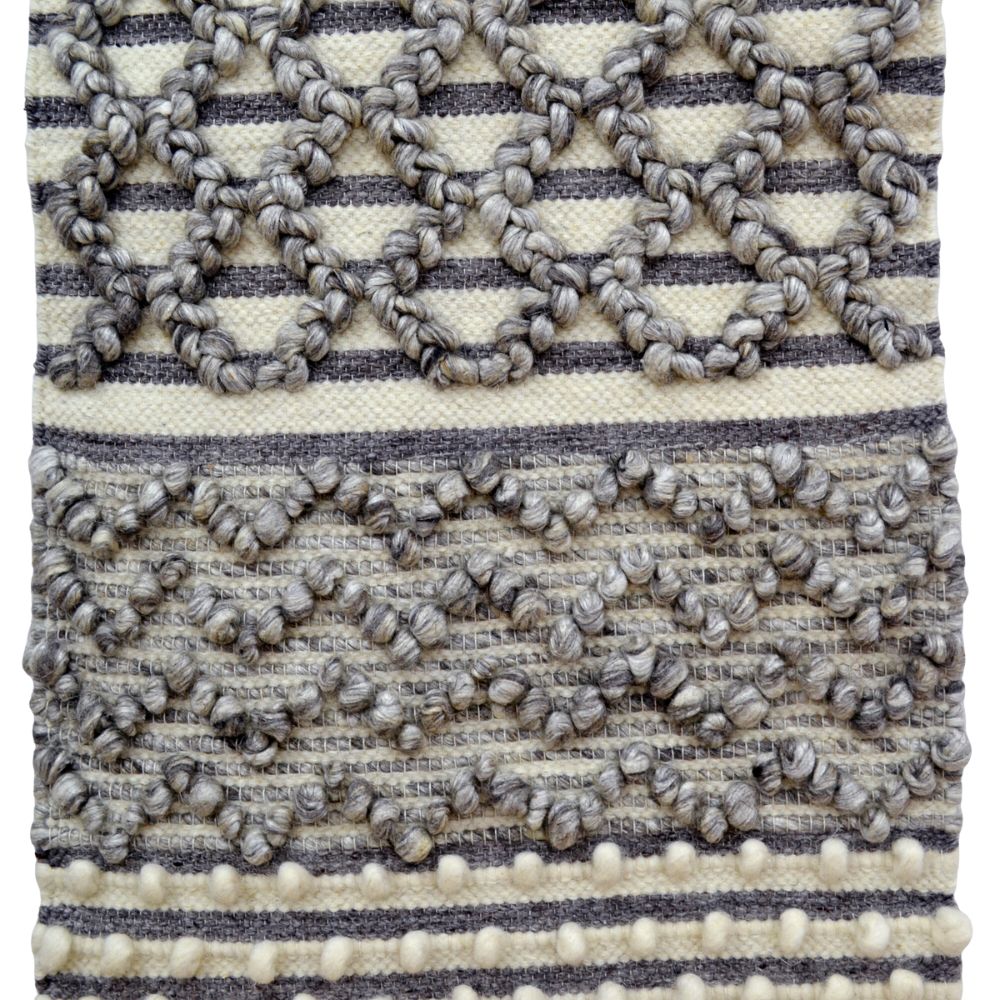 Modern Handwoven Wallhanging-Stark AD 26-Ivory Silver-50x110cm