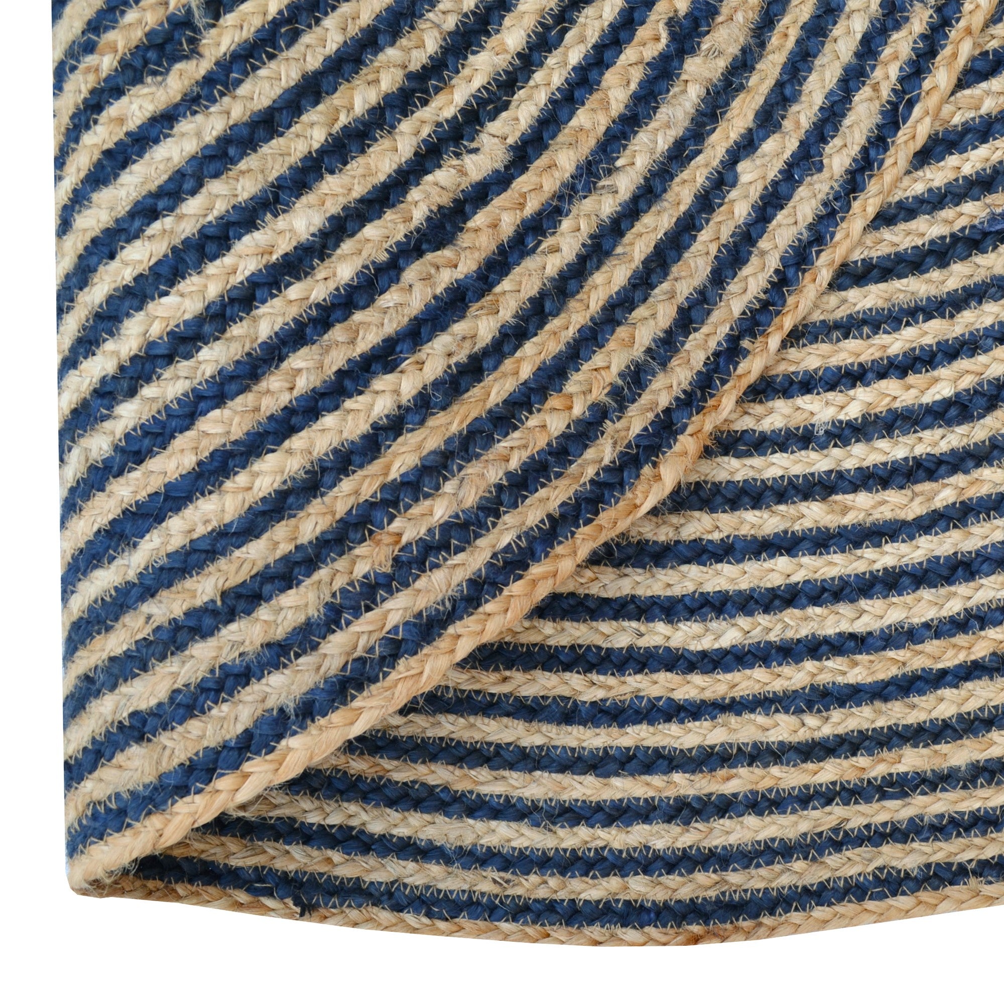 Handwoven Round Jute Rug-Spiral 6009-Natural/Navy-120x120cm