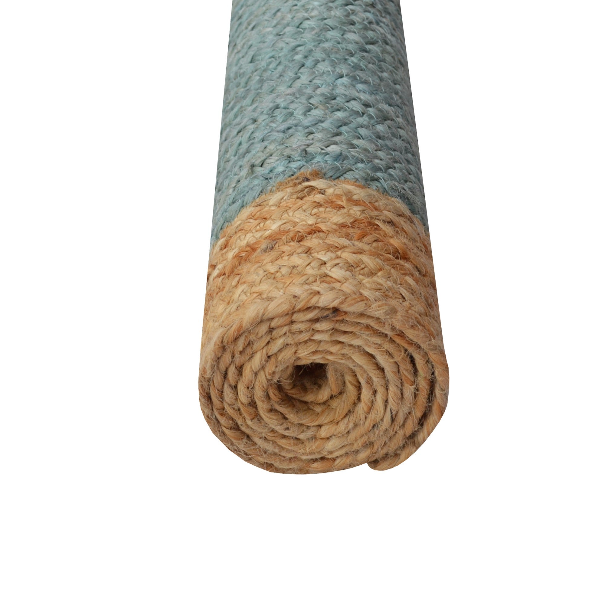 Handwoven Border Jute Rug-1147-Natural/Teal Blue-80x150cm