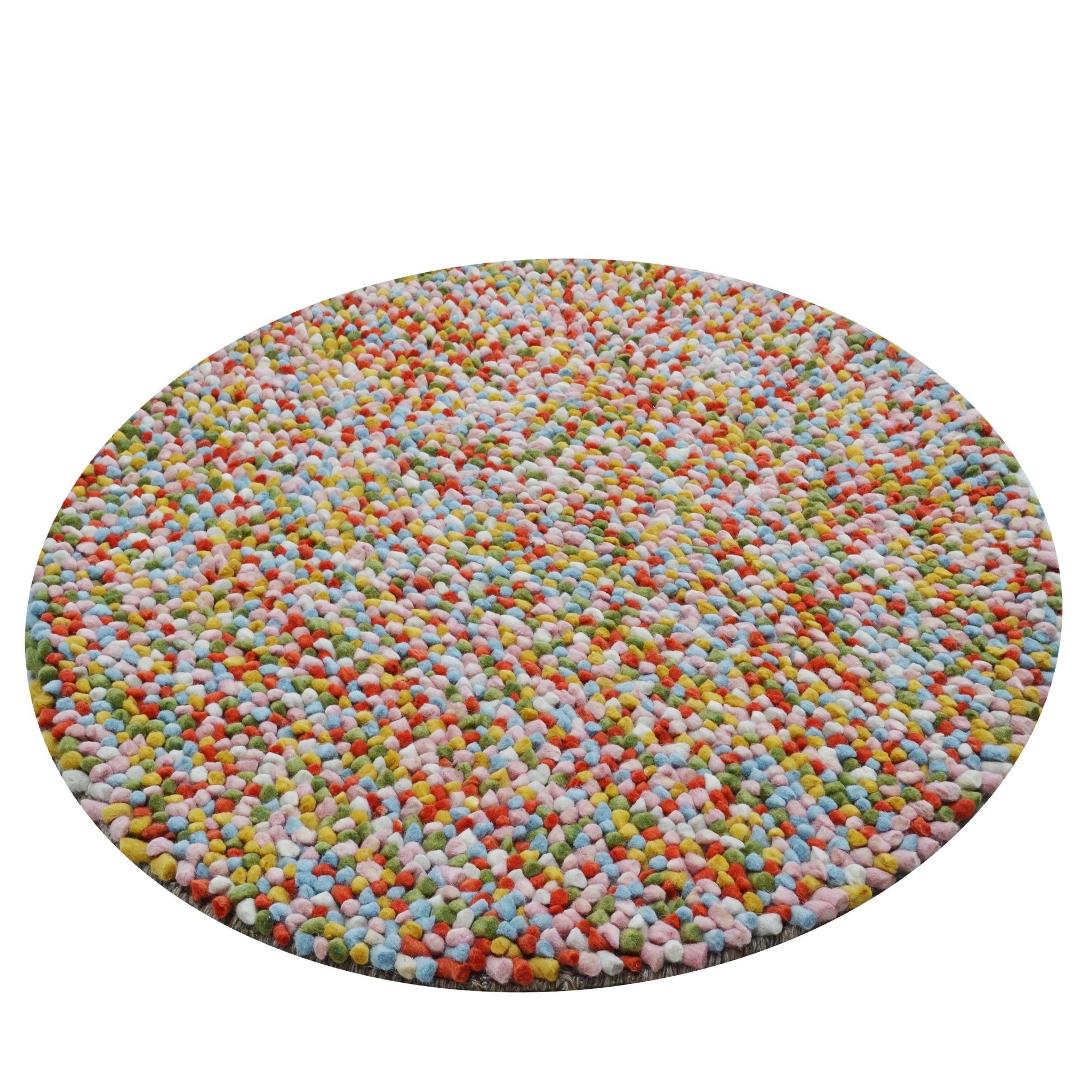 Handwoven Trendy Wool Rug-Jelly Bean-Pink Multi-120x120cm