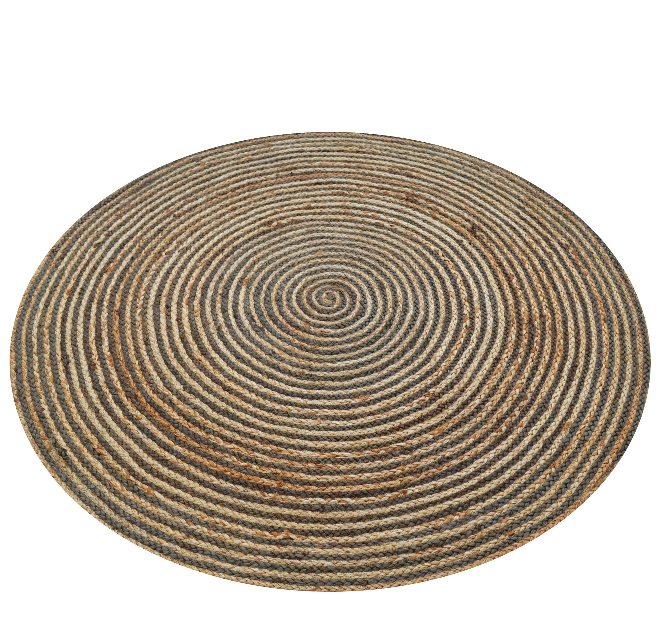 Handwoven Round Jute Rug-Spiral 6009-Natural/Heena-120x120cm