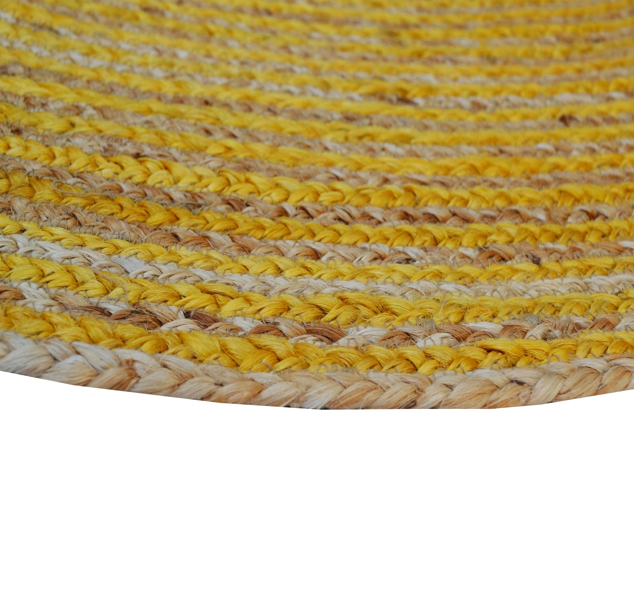 Handwoven Round Jute Rug-Spiral 6009-Natural/Gold-120x120cm