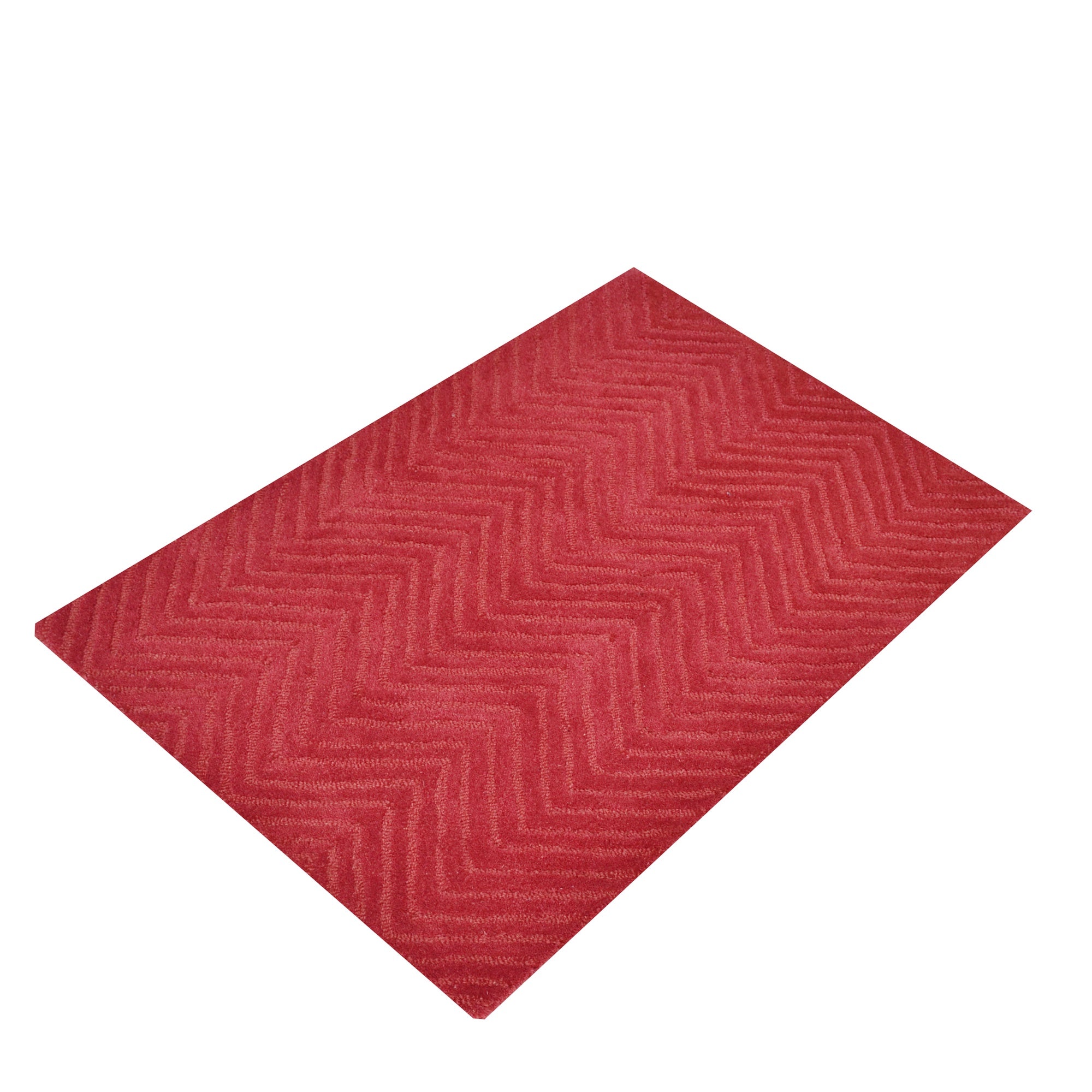 Handmade Chevron Wool Rug- 6439- Red -60x90cm