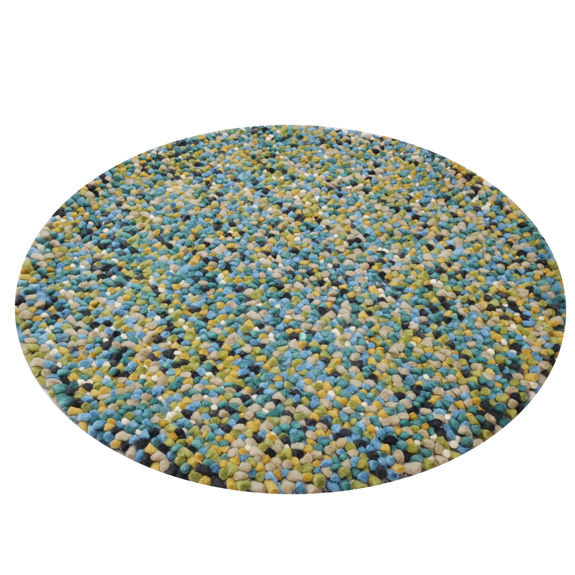Handwoven Trendy Wool Rug-Jelly Bean-Aqua Multi-120x120cm